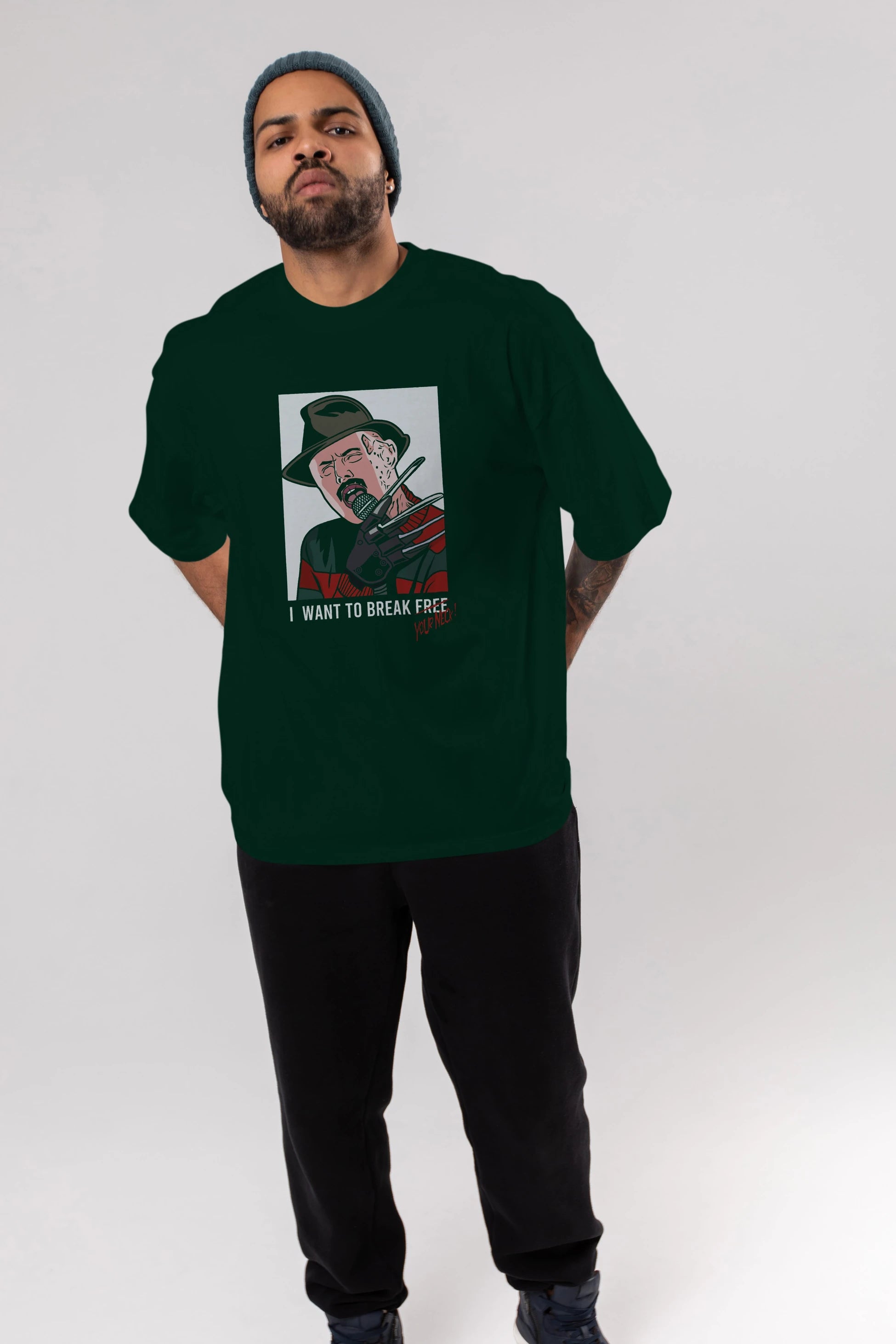 Freddy Merkrueger Ön Baskılı Oversize t-shirt Erkek Kadın Unisex %100 Pamuk tişort