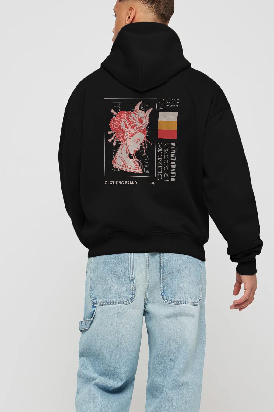Hipster Japanese Style 2 Arka Baskılı Oversize Hoodie Kapüşonlu Sweatshirt Erkek Kadın Unisex