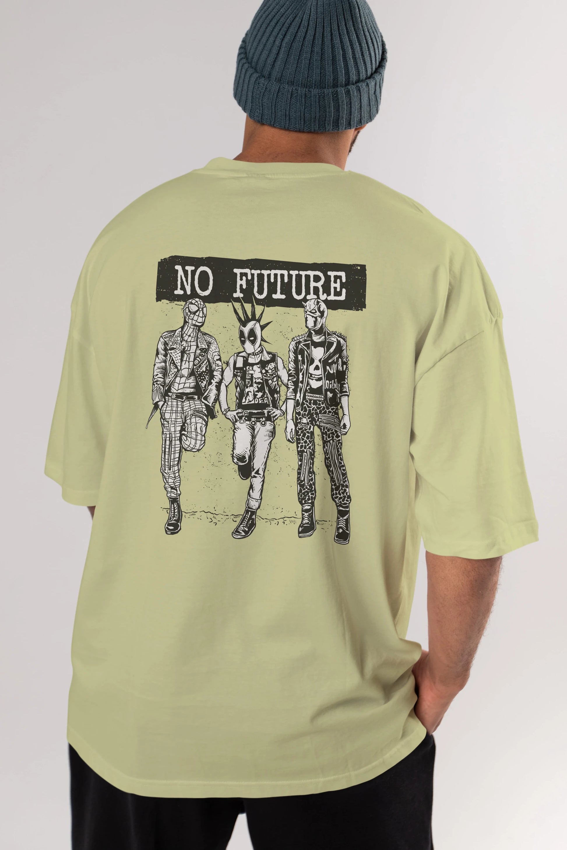 No Future Arka Baskılı Oversize t-shirt Erkek Kadın Unisex %100 Pamuk