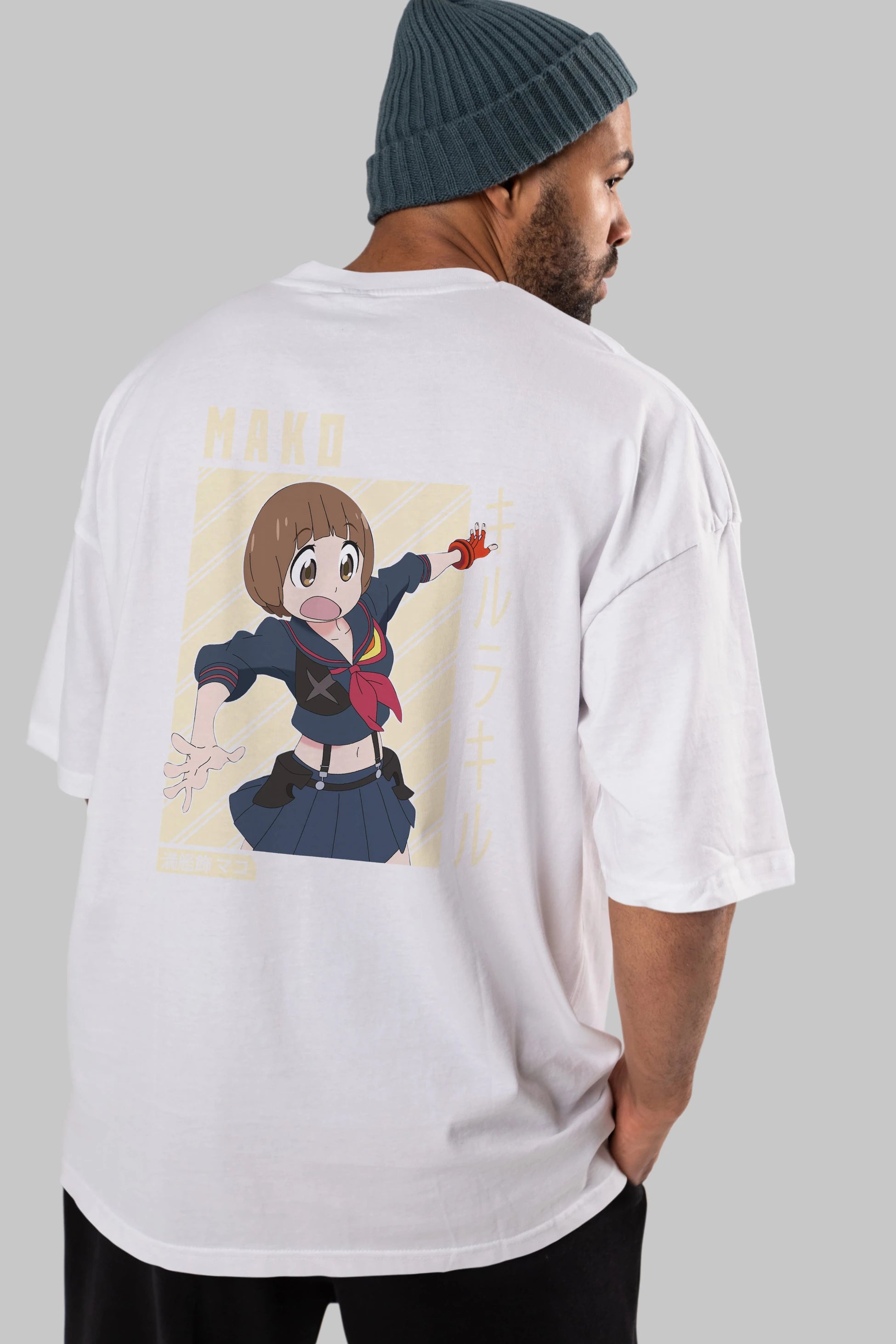 Mako Mankanshoku 1 Anime Arka Baskılı Oversize t-shirt Erkek Kadın Unisex