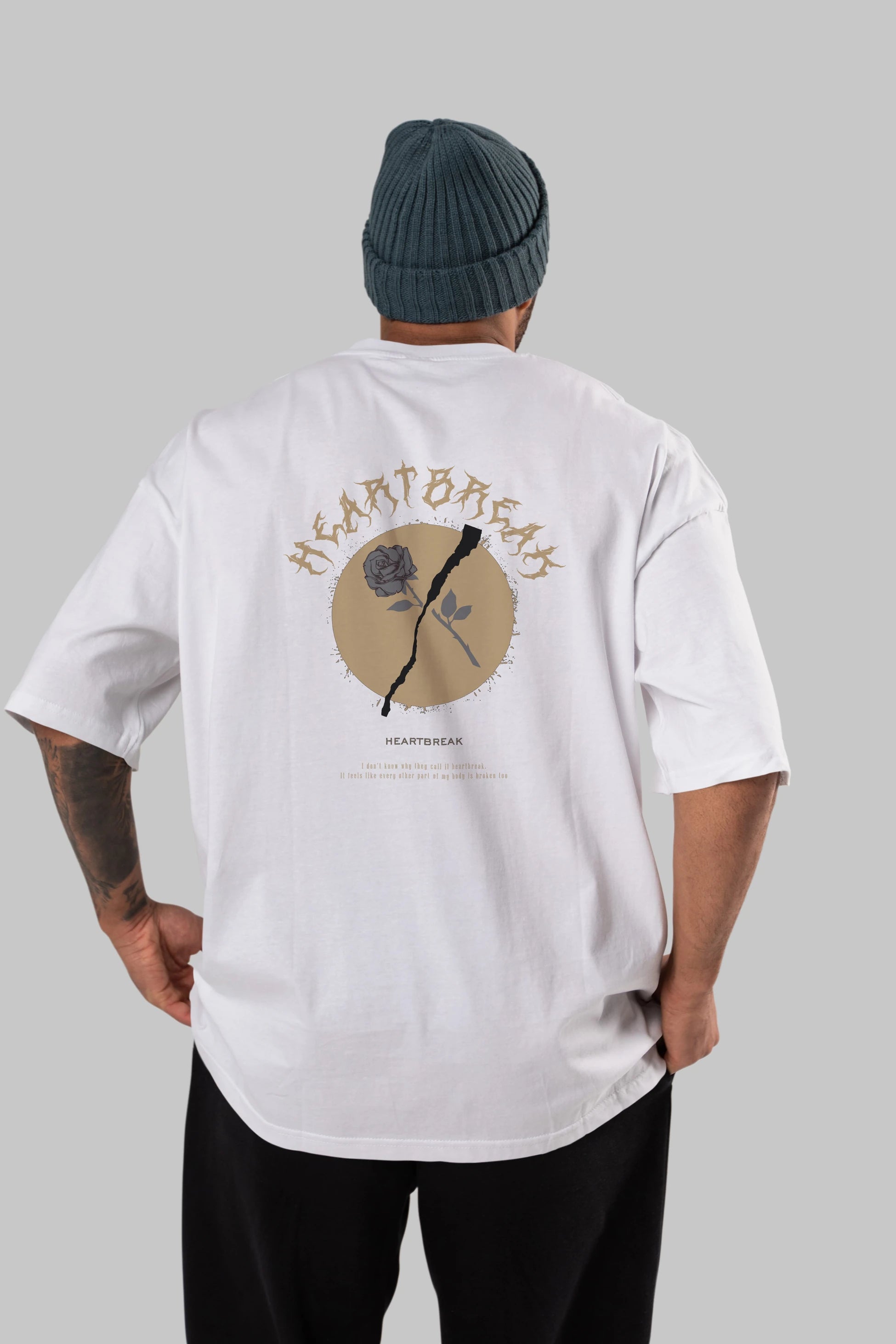 Heartbreak Arka Baskılı Oversize t-shirt Erkek Kadın Unisex