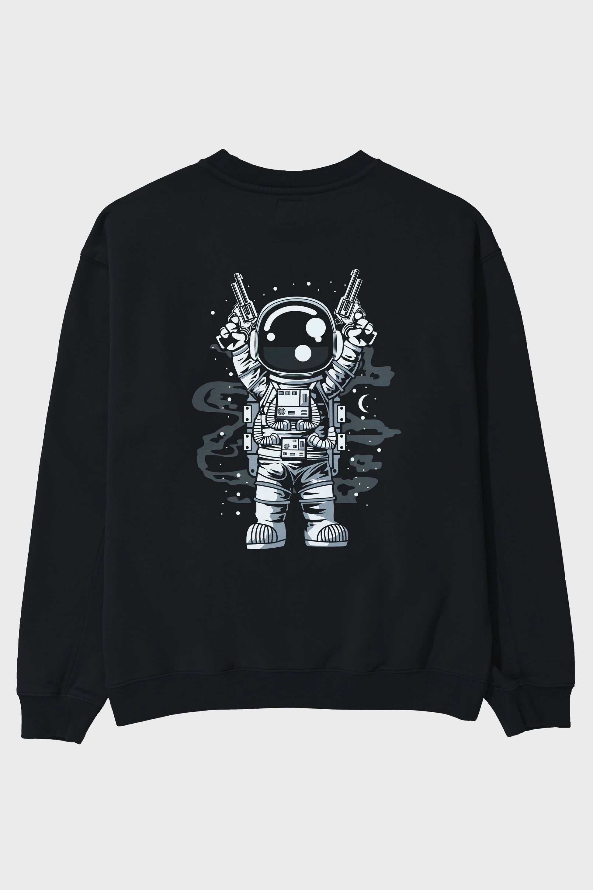 Astronaut Gun Arka Baskılı Oversize Sweatshirt Erkek Kadın Unisex
