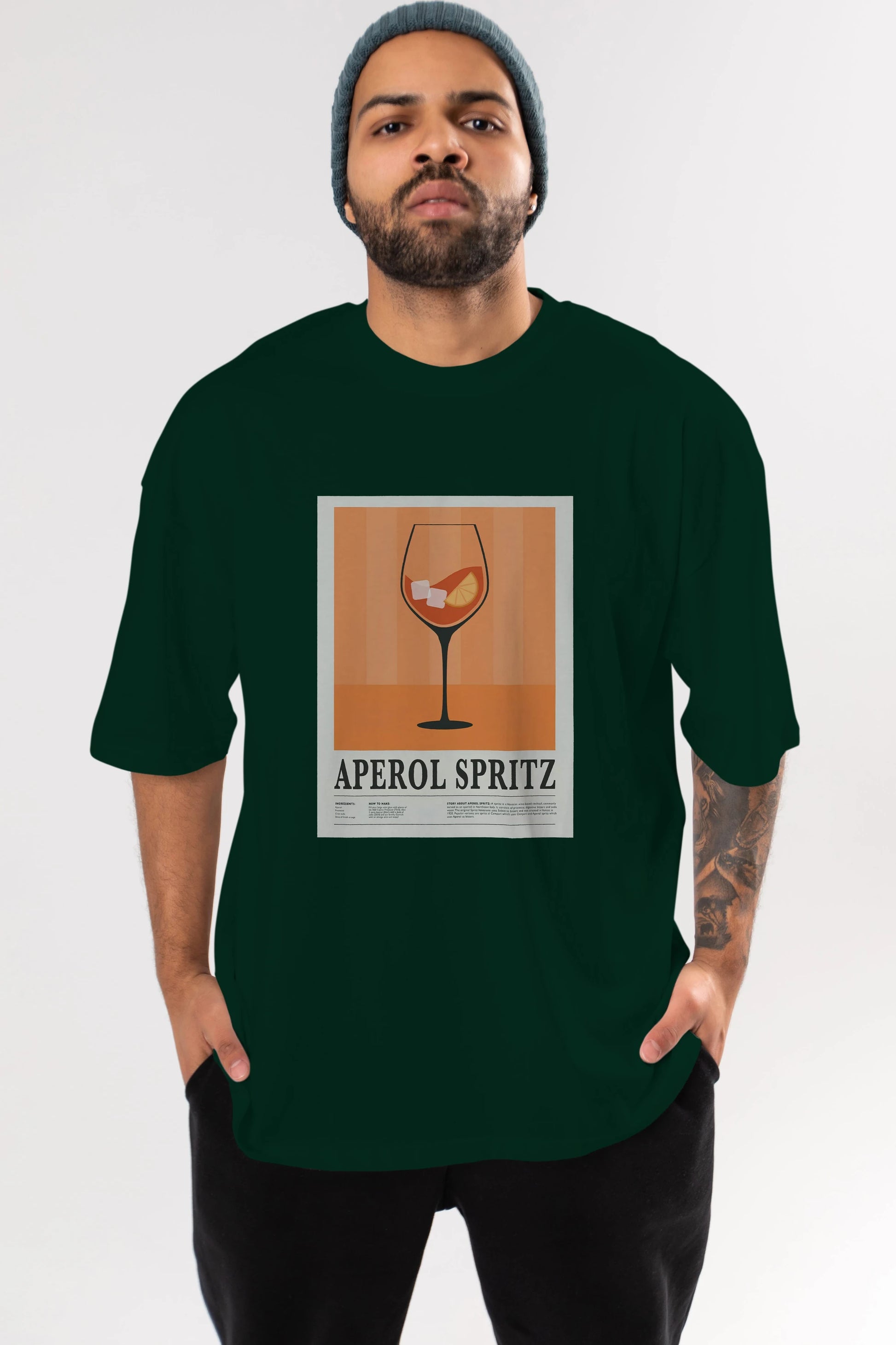 Aperol Spritz 8 Ön Baskılı Oversize t-shirt Erkek Kadın Unisex %100 Pamuk Bisiklet Yaka tişort