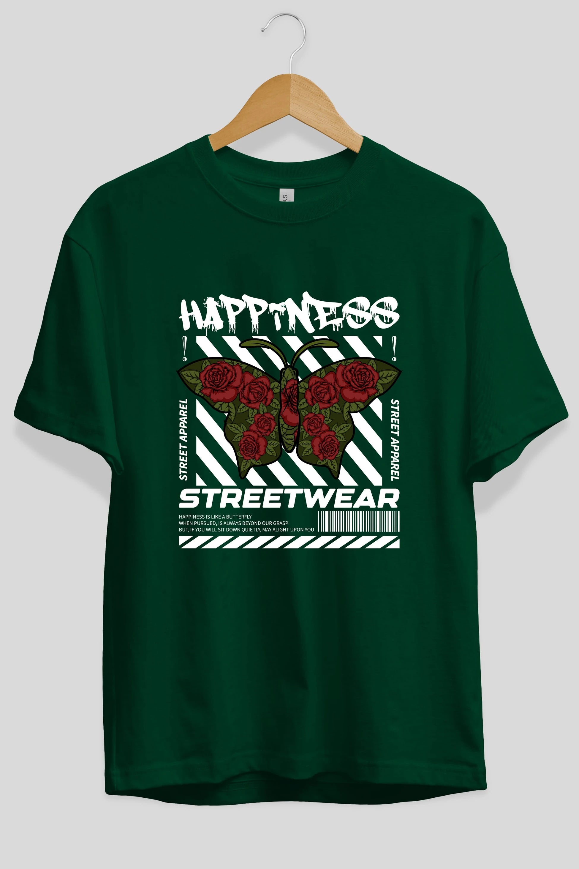 Happiness Streetwear Ön Baskılı Oversize t-shirt Erkek Kadın Unisex