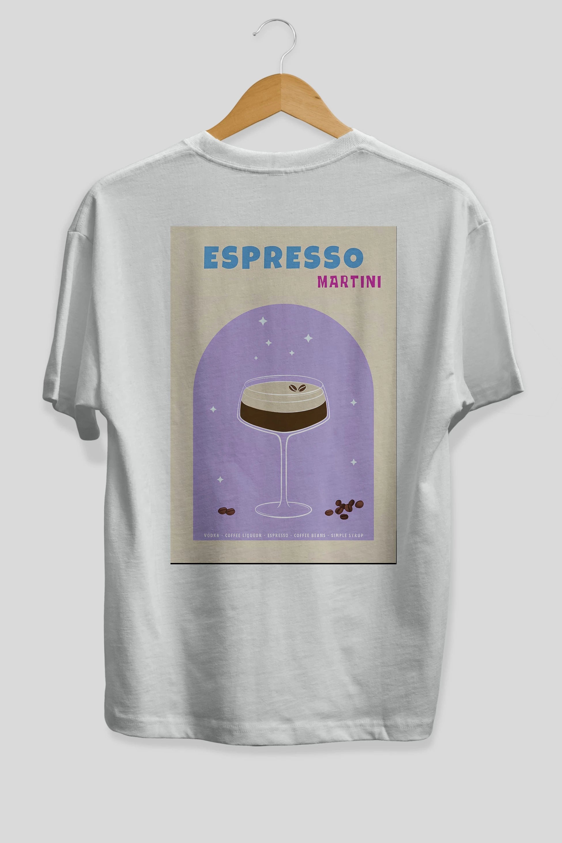 Espresso Martini 5 Arka Baskılı Oversize t-shirt Erkek Kadın Unisex %100 Pamuk Bisiklet Yaka tişort
