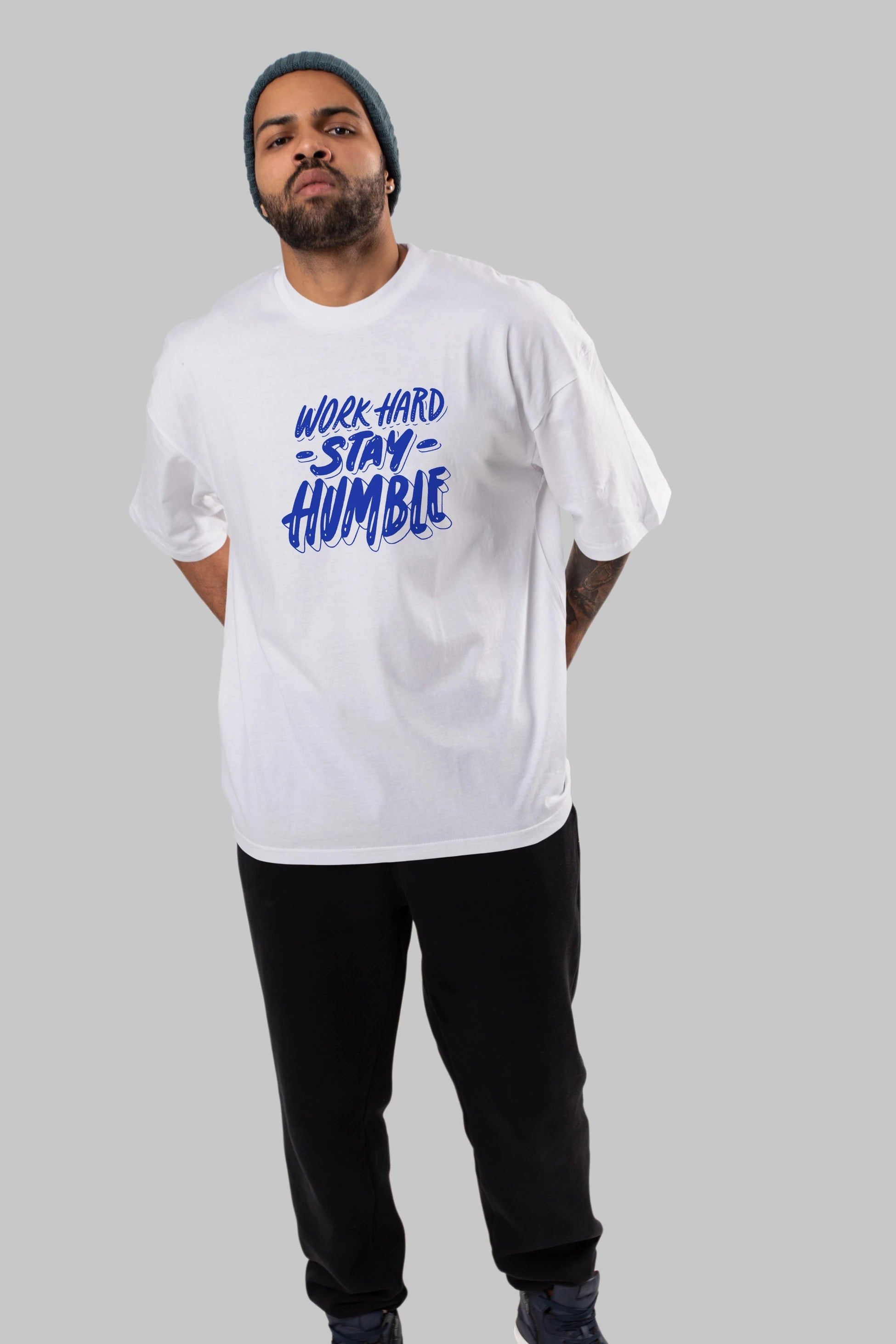 Word Hard Yazılı Ön Baskılı Oversize t-shirt Erkek Kadın Unisex
