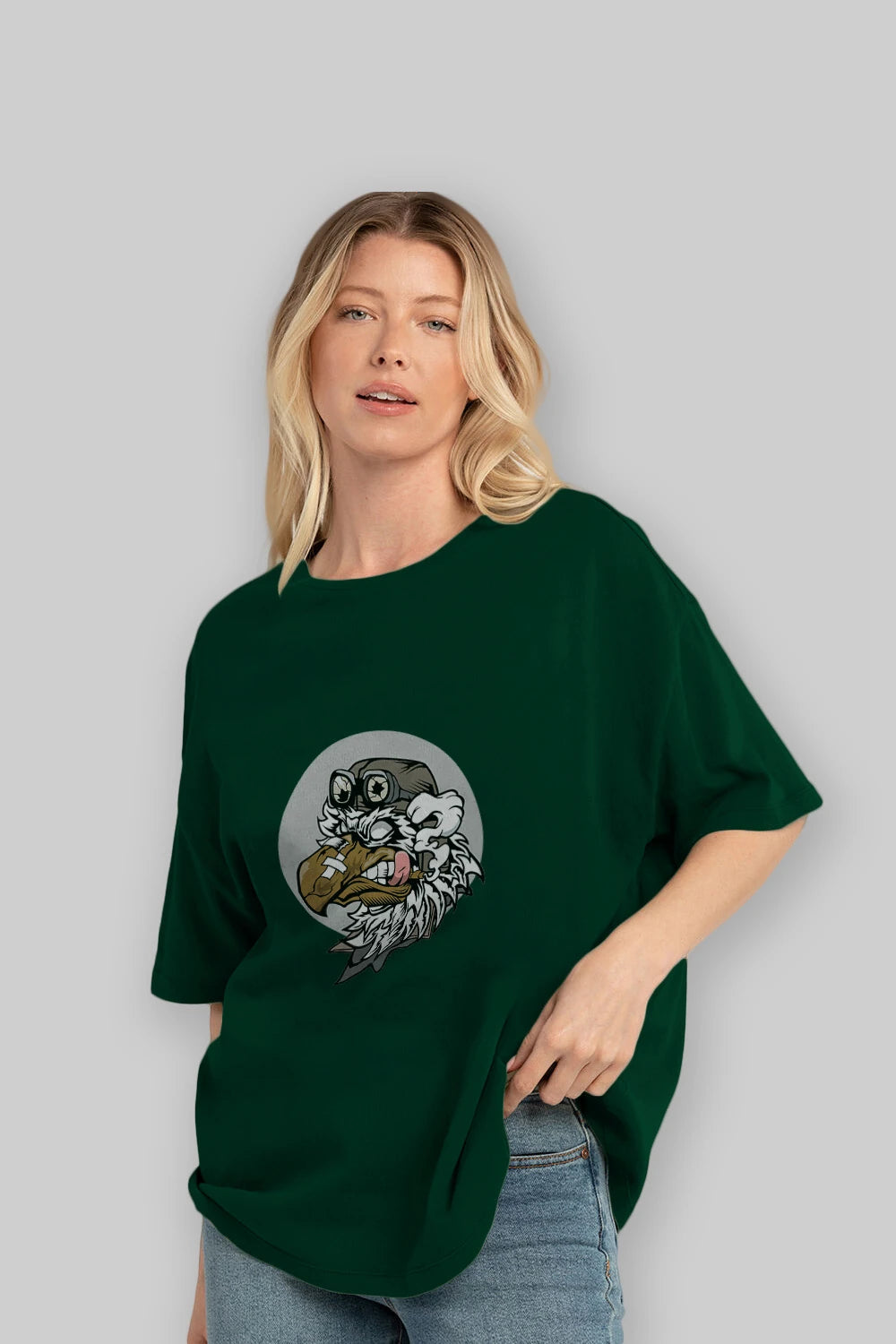 Bird Pilot Ön Baskılı Oversize t-shirt Erkek Kadın Unisex %100 Pamuk tişort