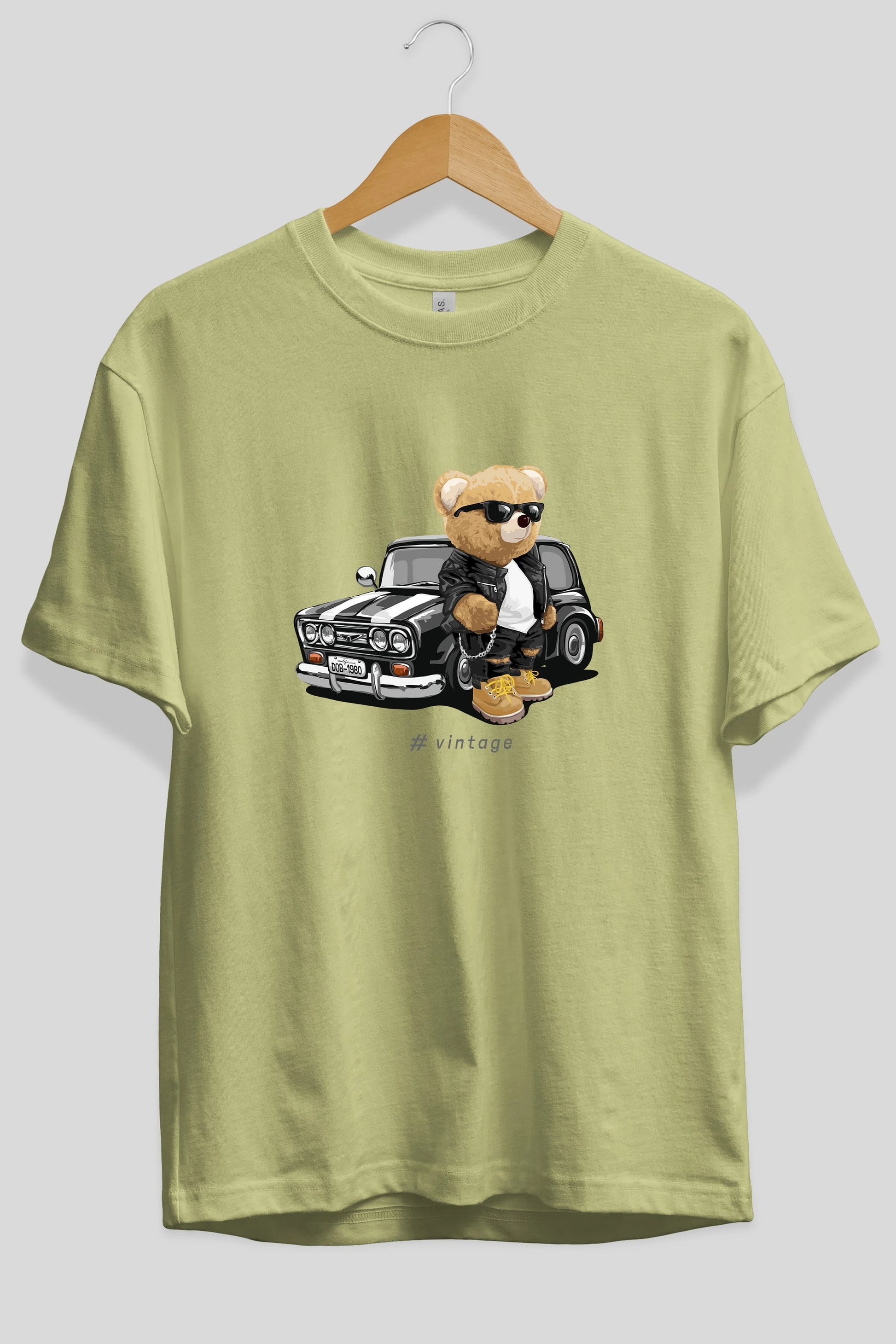 Teddy Bear Vintage Ön Baskılı Oversize t-shirt Erkek Kadın Unisex %100 Pamuk