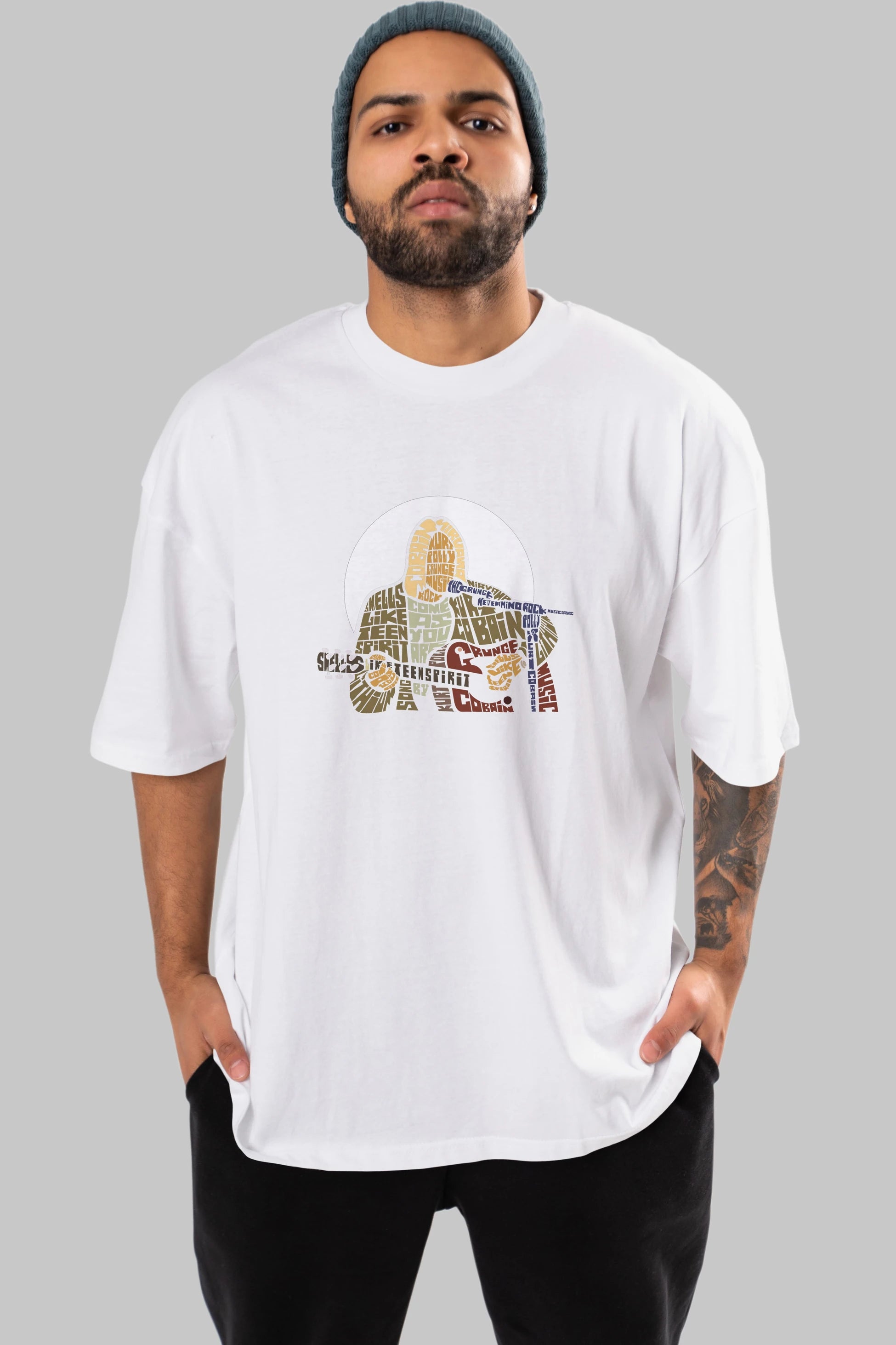 Kurt Cobain Ön Baskılı Oversize t-shirt %100 pamuk Erkek Kadın Unisex