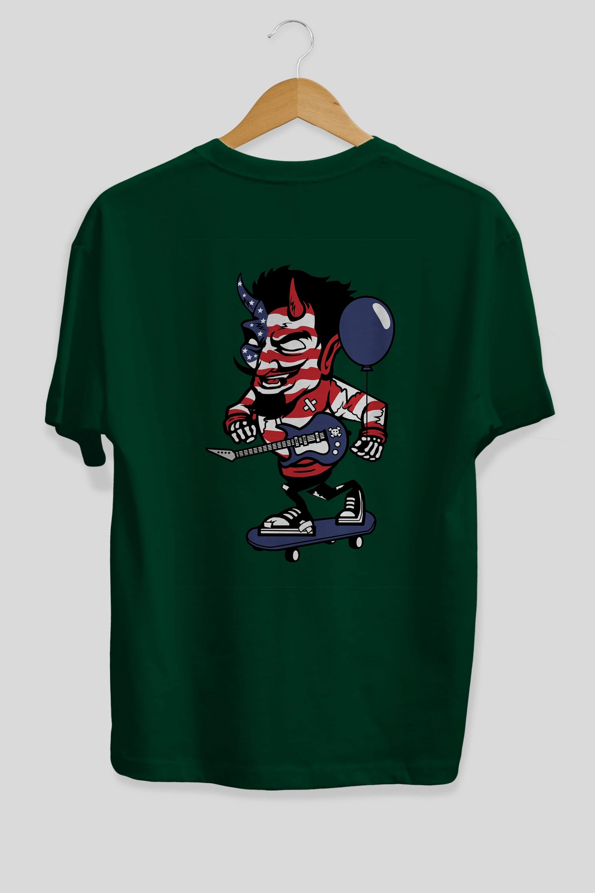 American Devil Skater Arka Baskılı Oversize t-shirt Erkek Kadın Unisex %100 Pamuk tişort