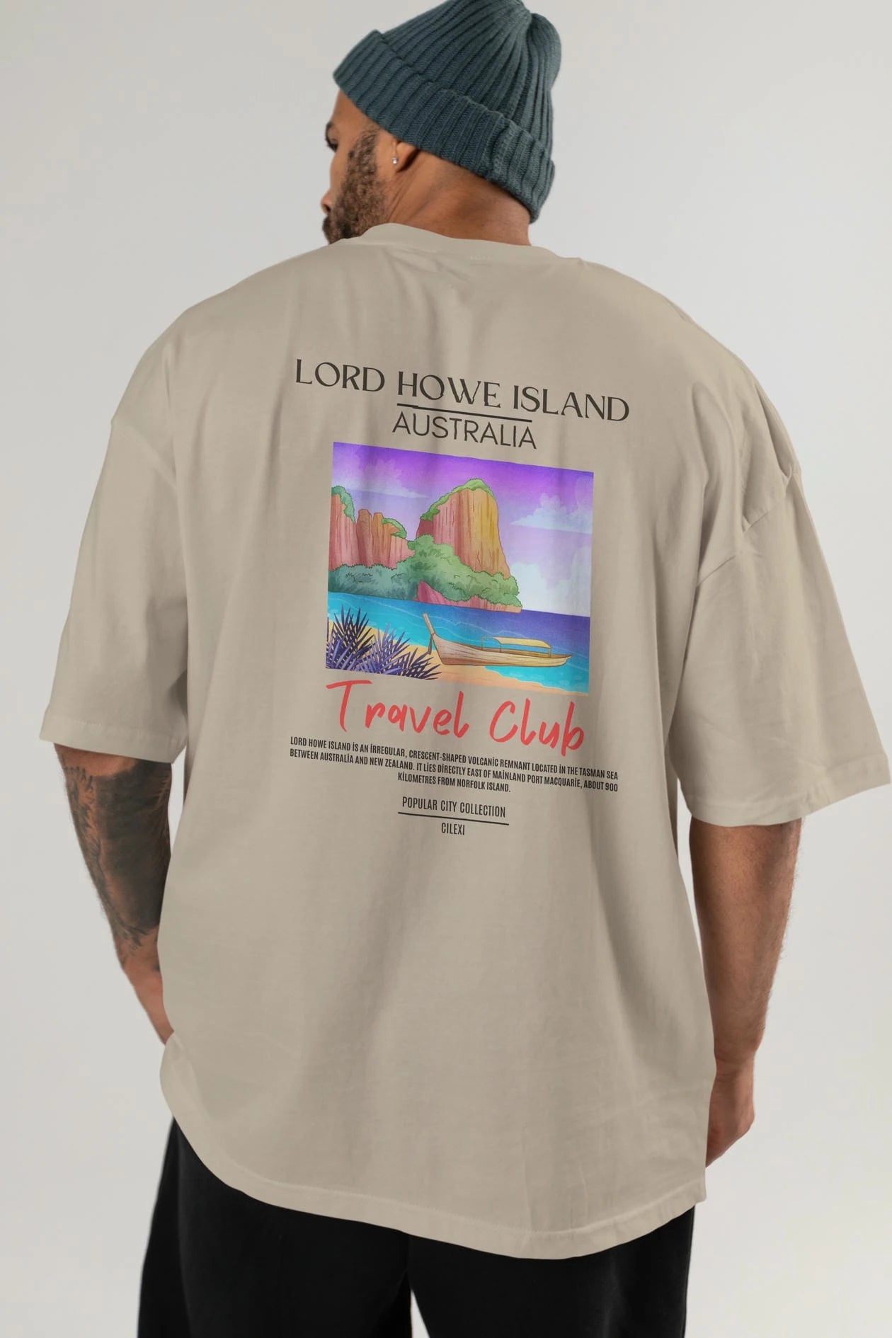 Lord Howe İsland Australia Arka Baskılı Oversize t-shirt Erkek Kadın Pamuk Bisiklet Yaka tişort