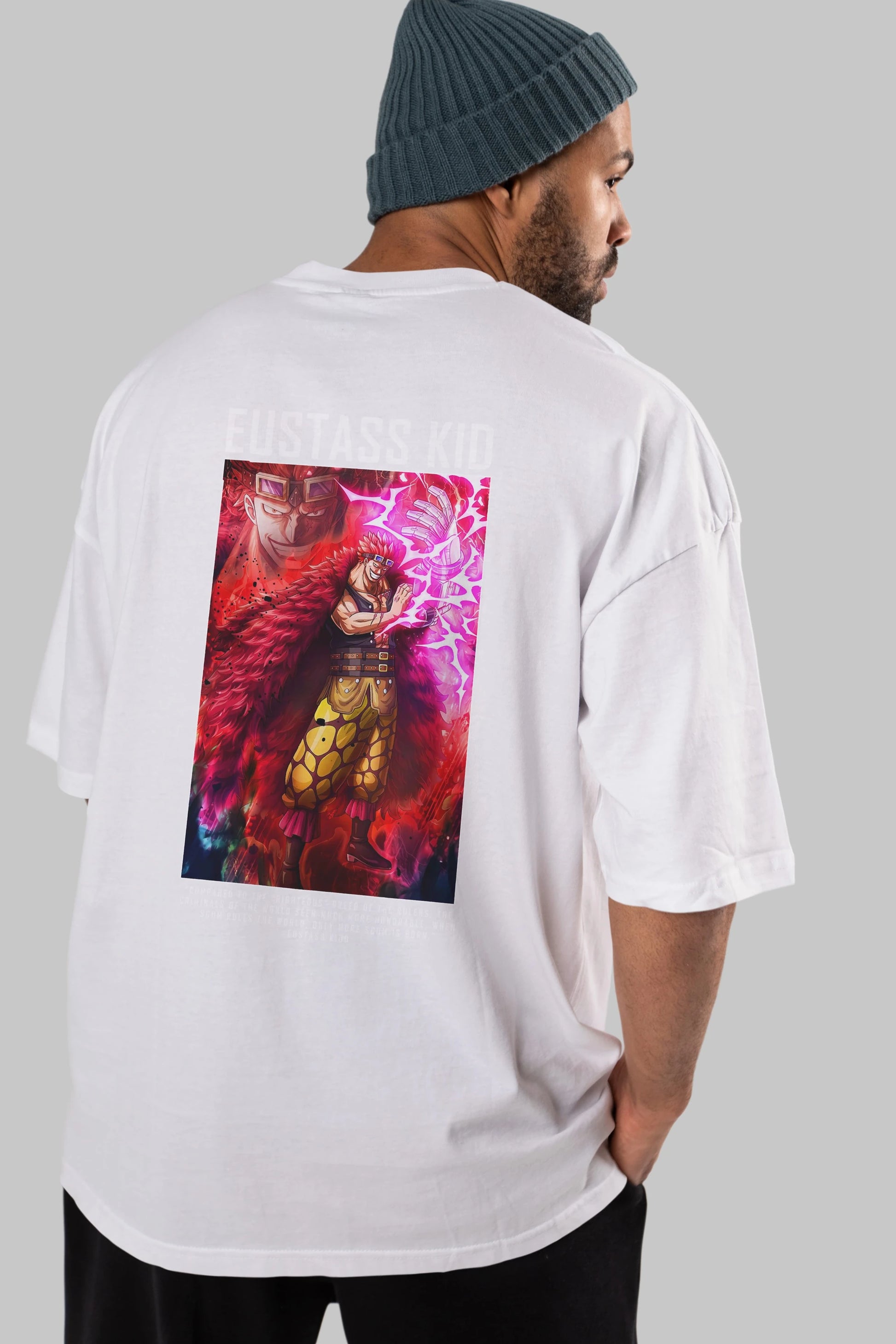Eustass Kid Anime Arka Baskılı Oversize t-shirt Erkek Kadın Unisex %100 pamuk tişort