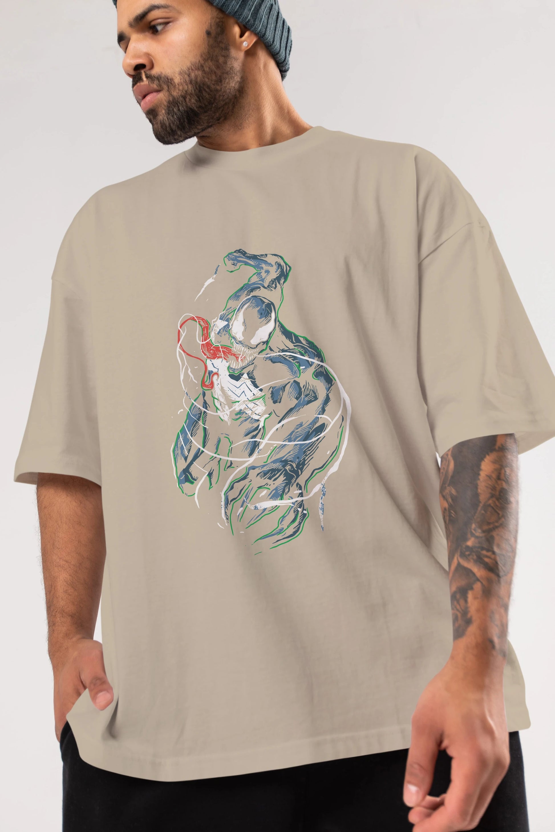 Venom (5) Ön Baskılı Oversize t-shirt Erkek Kadın Unisex %100 Pamuk Bisiklet Yaka tişort