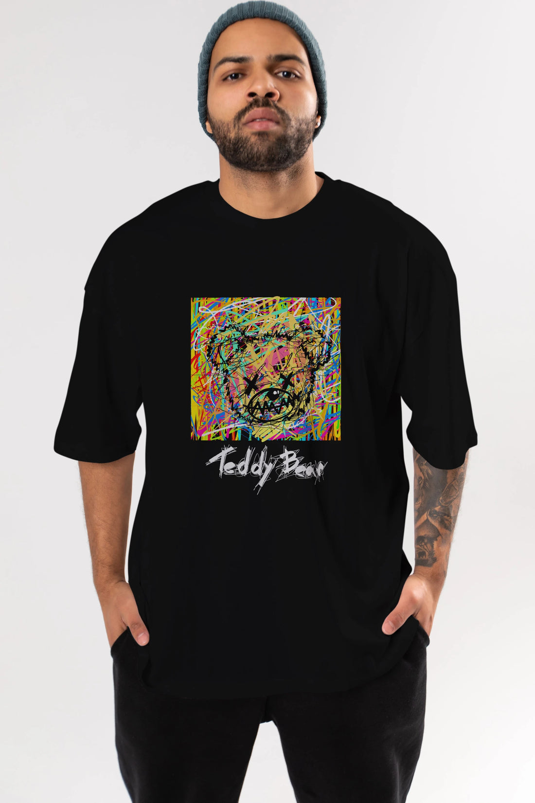 Teddy Bear 3 Ön Baskılı Oversize t-shirt Erkek Kadın Unisex