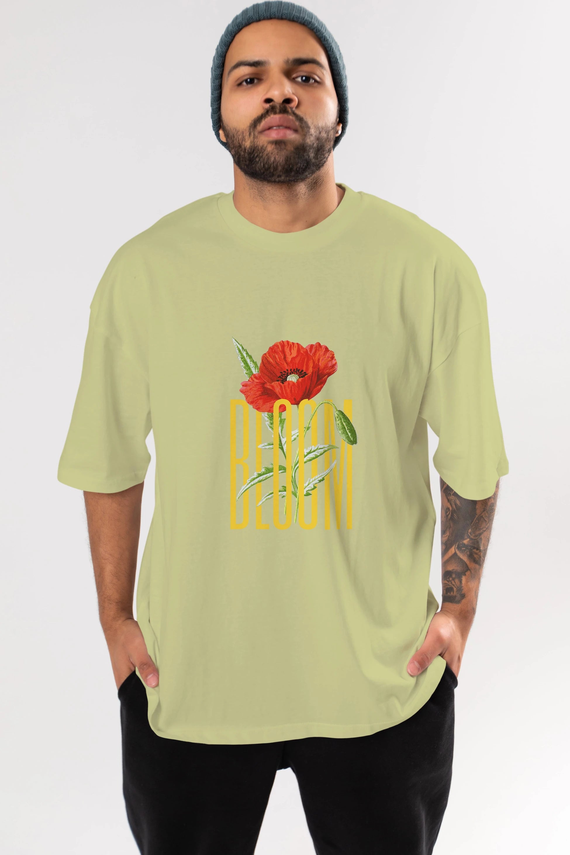 Bloom Flower Ön Baskılı Oversize t-shirt Erkek Kadın Unisex