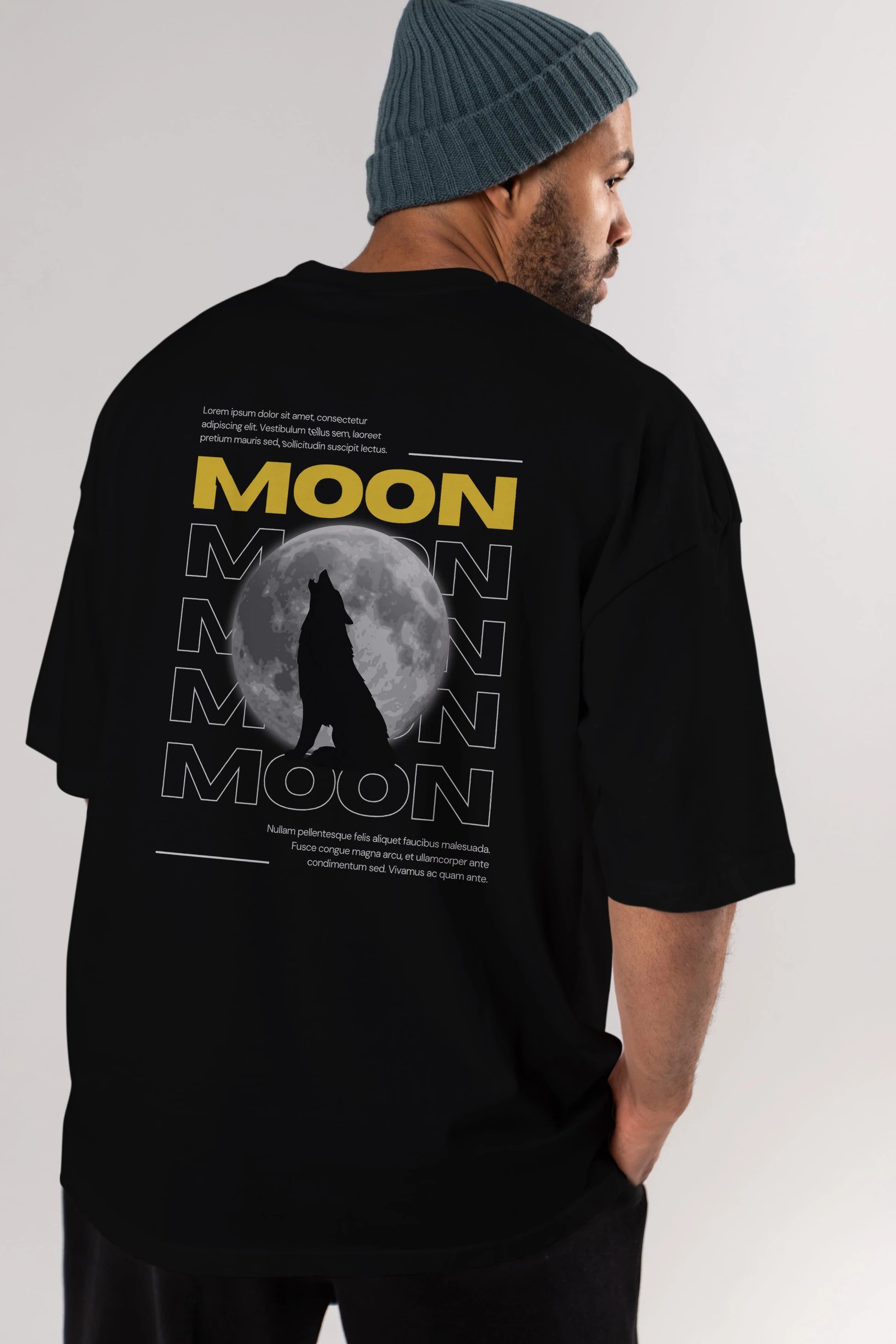 Moon Arka Baskılı Oversize t-shirt Erkek Kadın Unisex