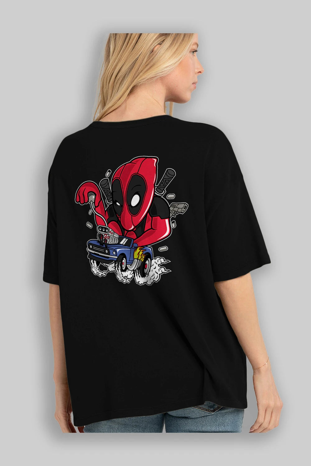 Deadpool (21) Arka Baskılı Oversize t-shirt Erkek Kadın Unisex %100 Pamuk Bisiklet Yaka tişort