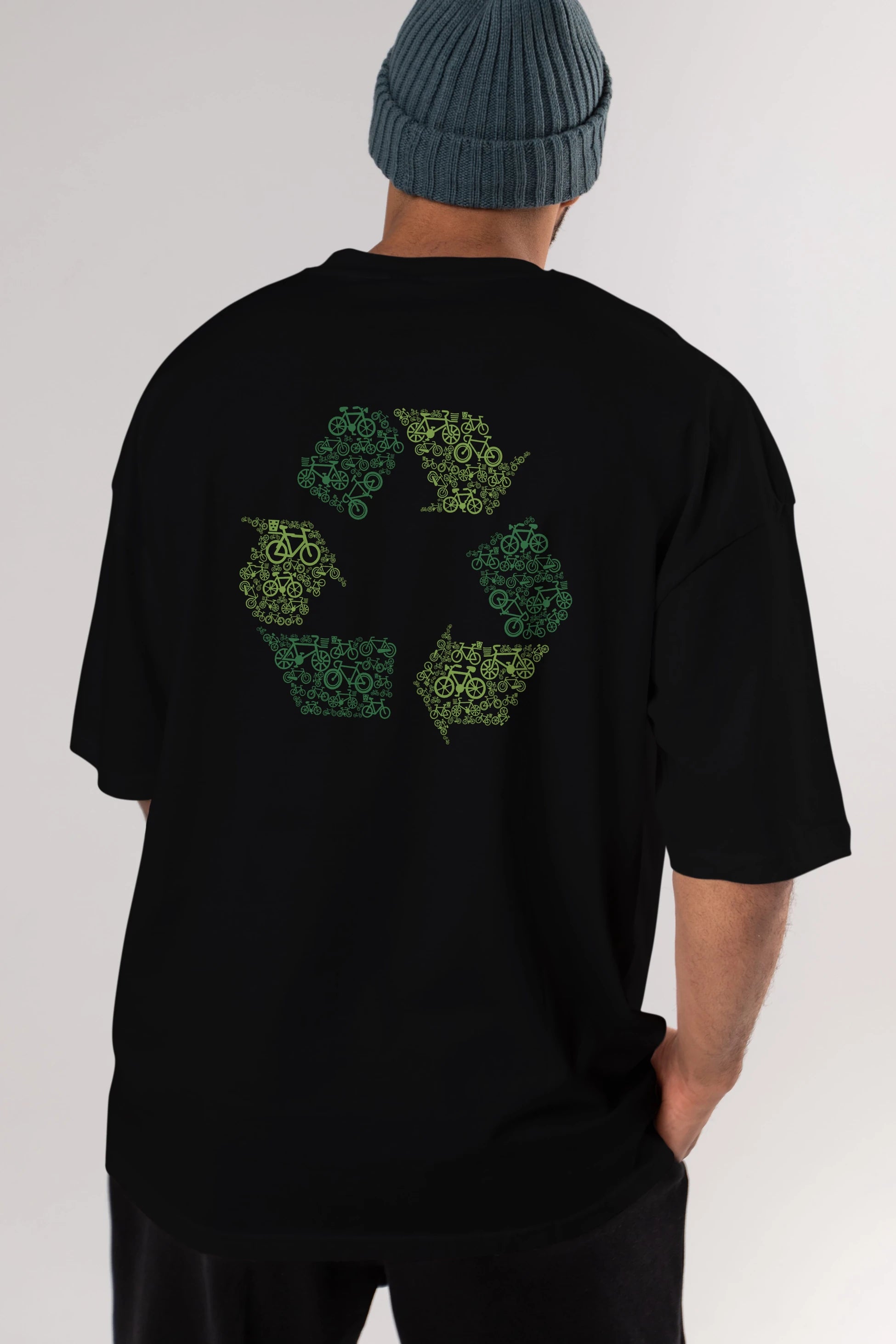 Recycling Arka Baskılı Oversize t-shirt %100 pamuk Erkek Kadın Unisex