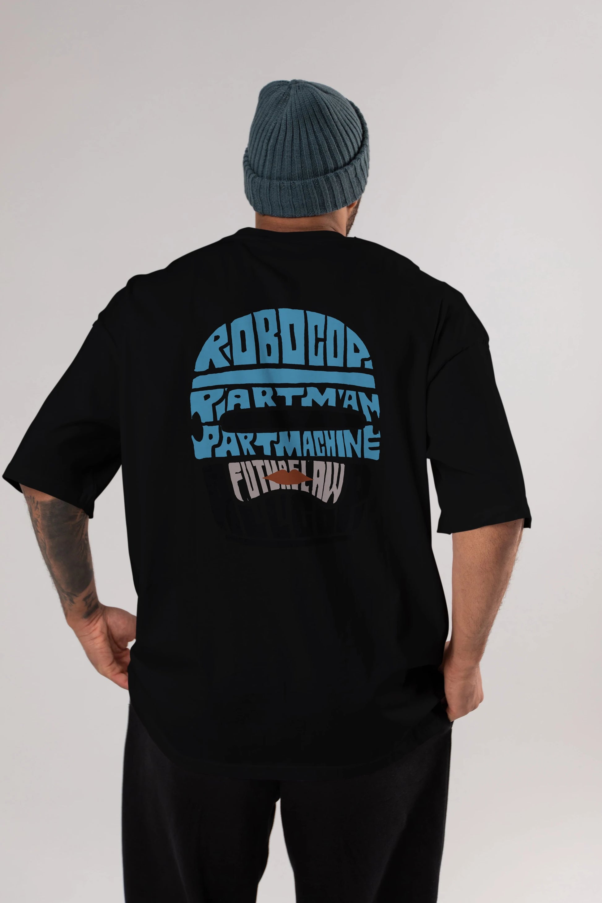 Robocop Arka Baskılı Oversize t-shirt %100 pamuk Erkek Kadın Unisex