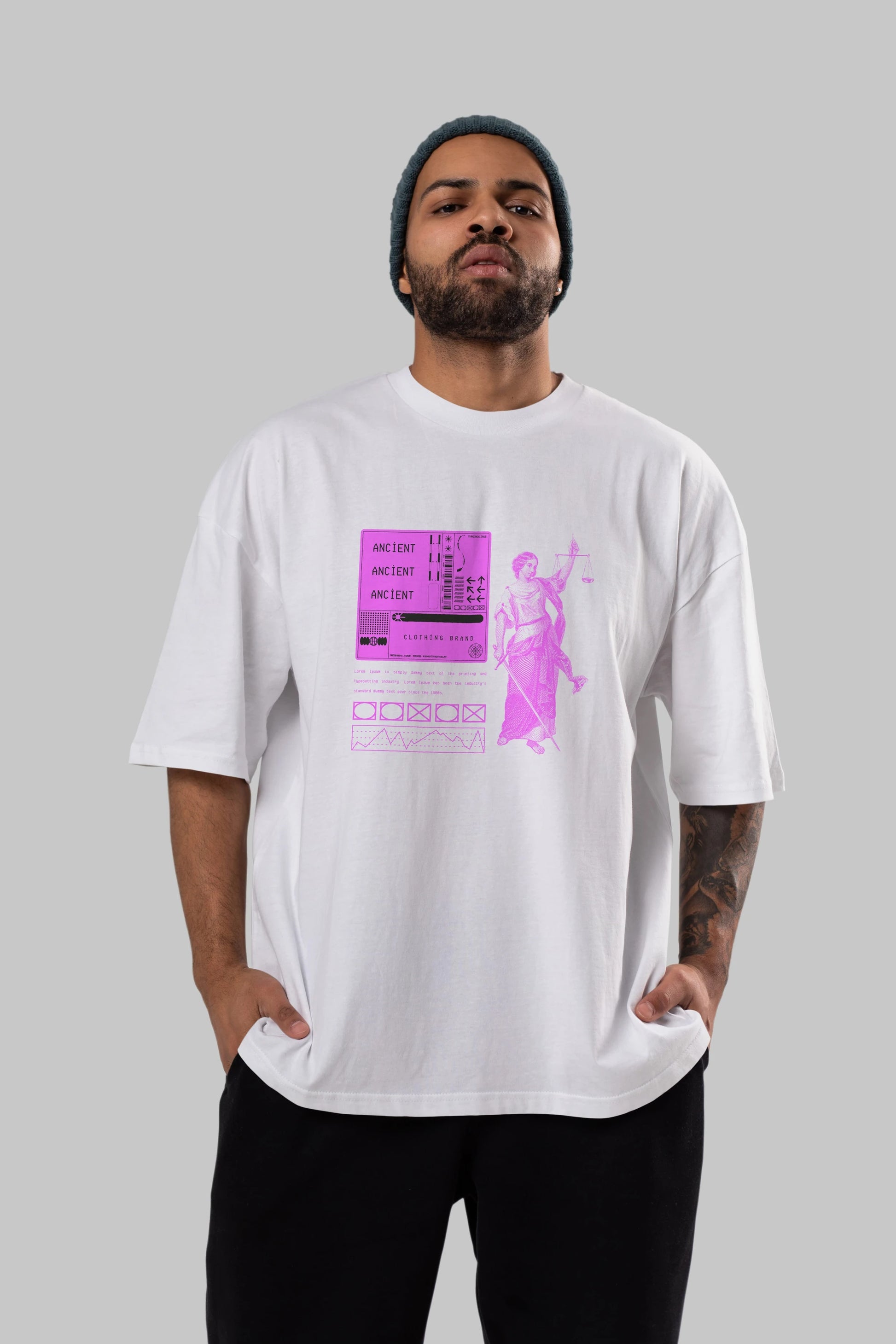 Ancient Streetwear Ön Baskılı Oversize t-shirt Erkek Kadın Unisex