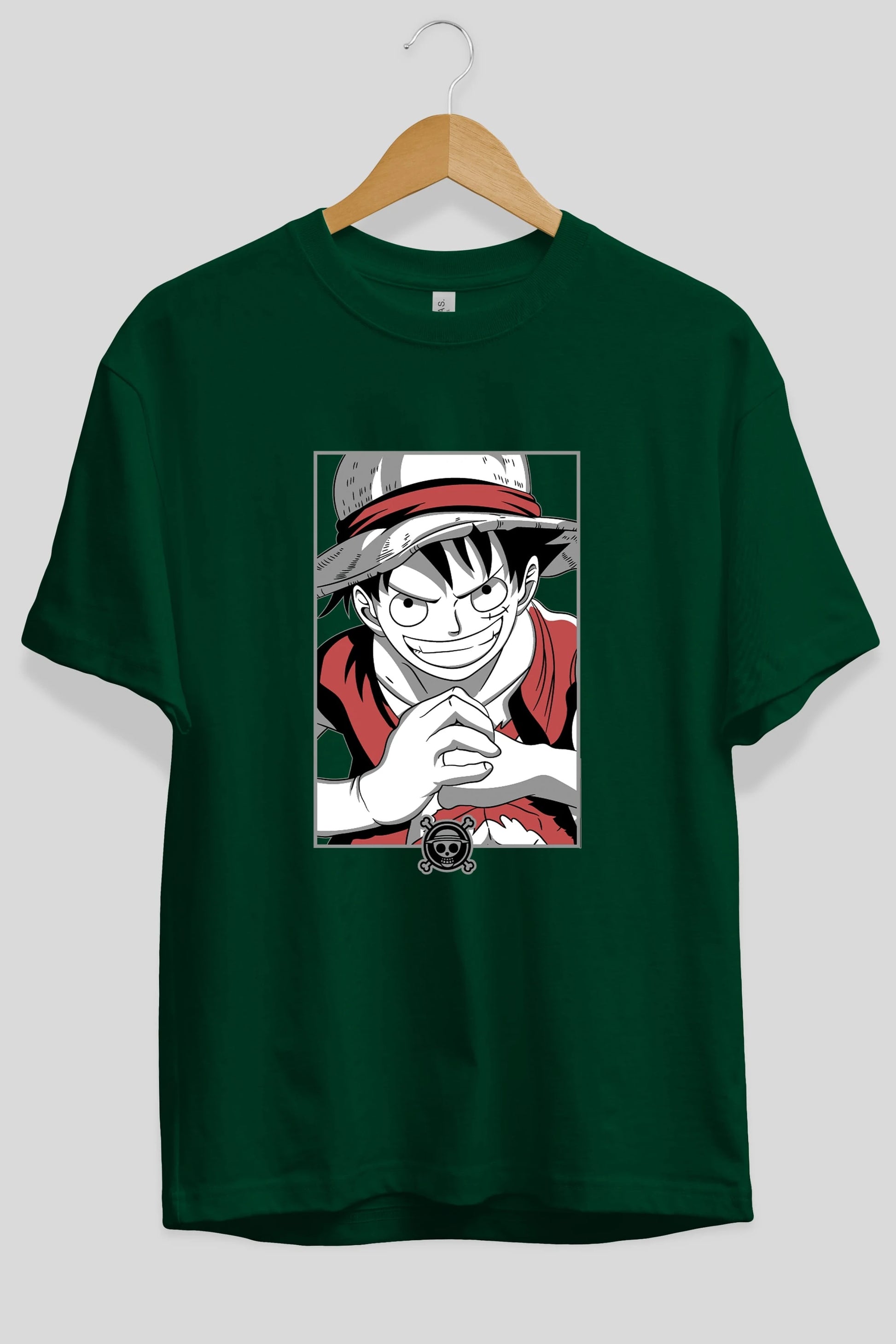 LUFF D. MONKEY OnePiece Anime Ön Baskılı Oversize t-shirt %100 pamuk Erkek Kadın Unisex