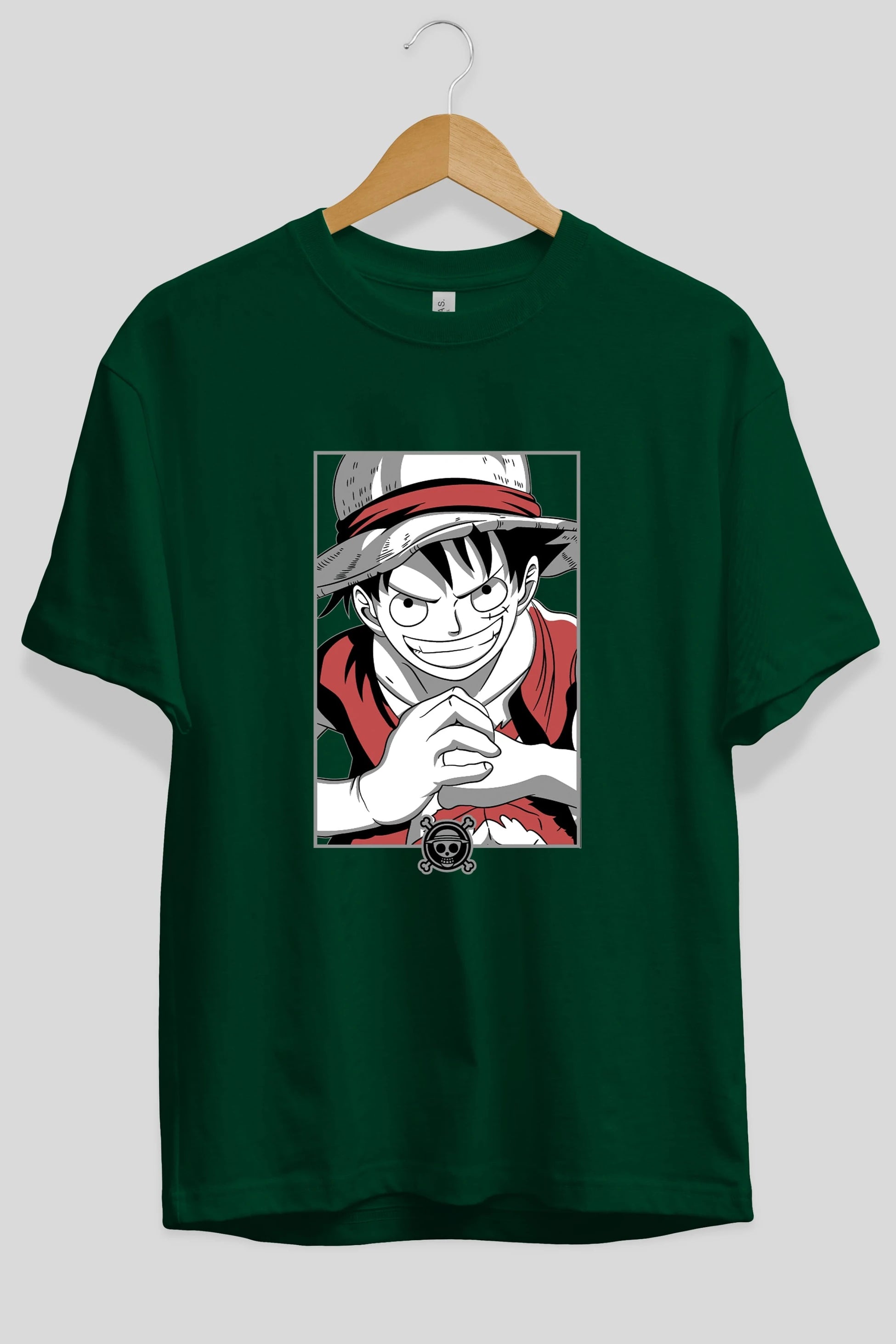 LUFF D. MONKEY OnePiece Anime Ön Baskılı Oversize t-shirt %100 pamuk Erkek Kadın Unisex