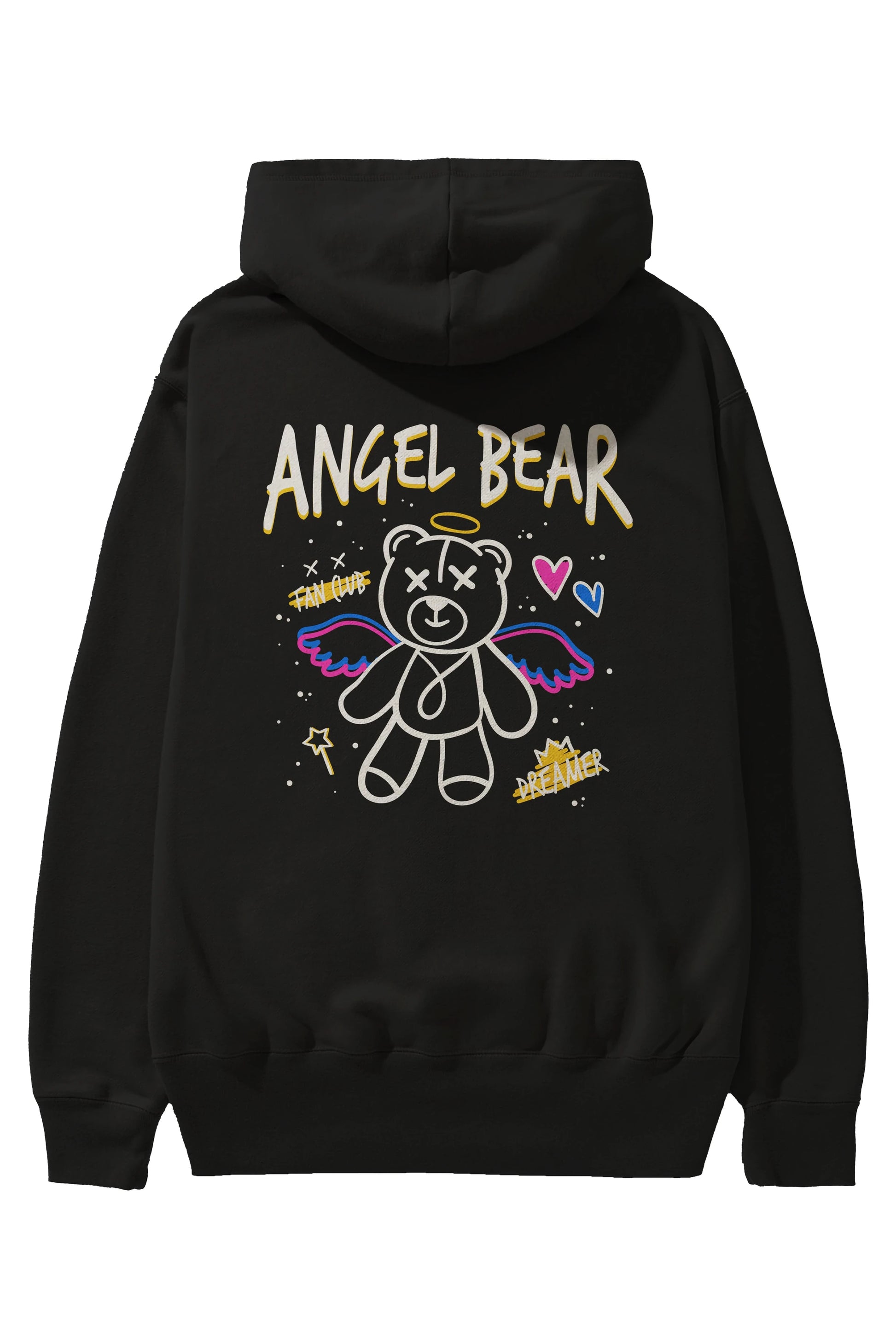 Angel Bear Arka Baskılı Hoodie Oversize Kapüşonlu Sweatshirt Erkek Kadın Unisex