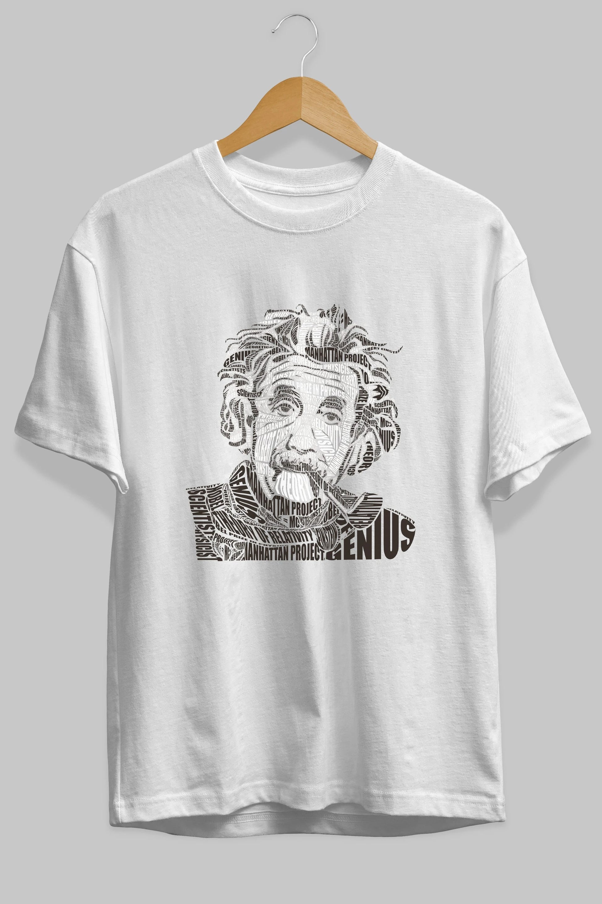 Einstein Calligram Ön Baskılı Oversize t-shirt %100 pamuk Erkek Kadın Unisex