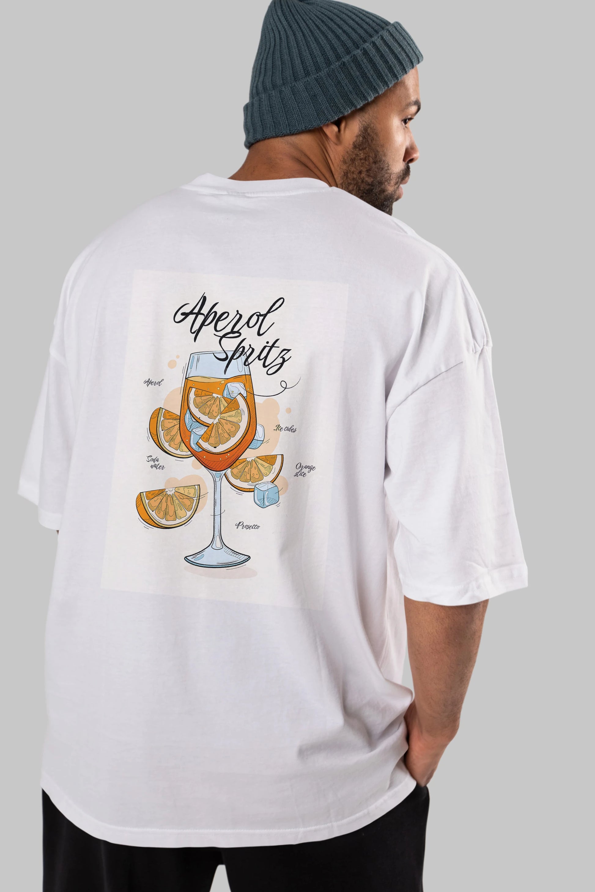 Aperol Spritz 6 Arka Baskılı Oversize t-shirt Erkek Kadın Unisex %100 Pamuk Bisiklet Yaka tişort