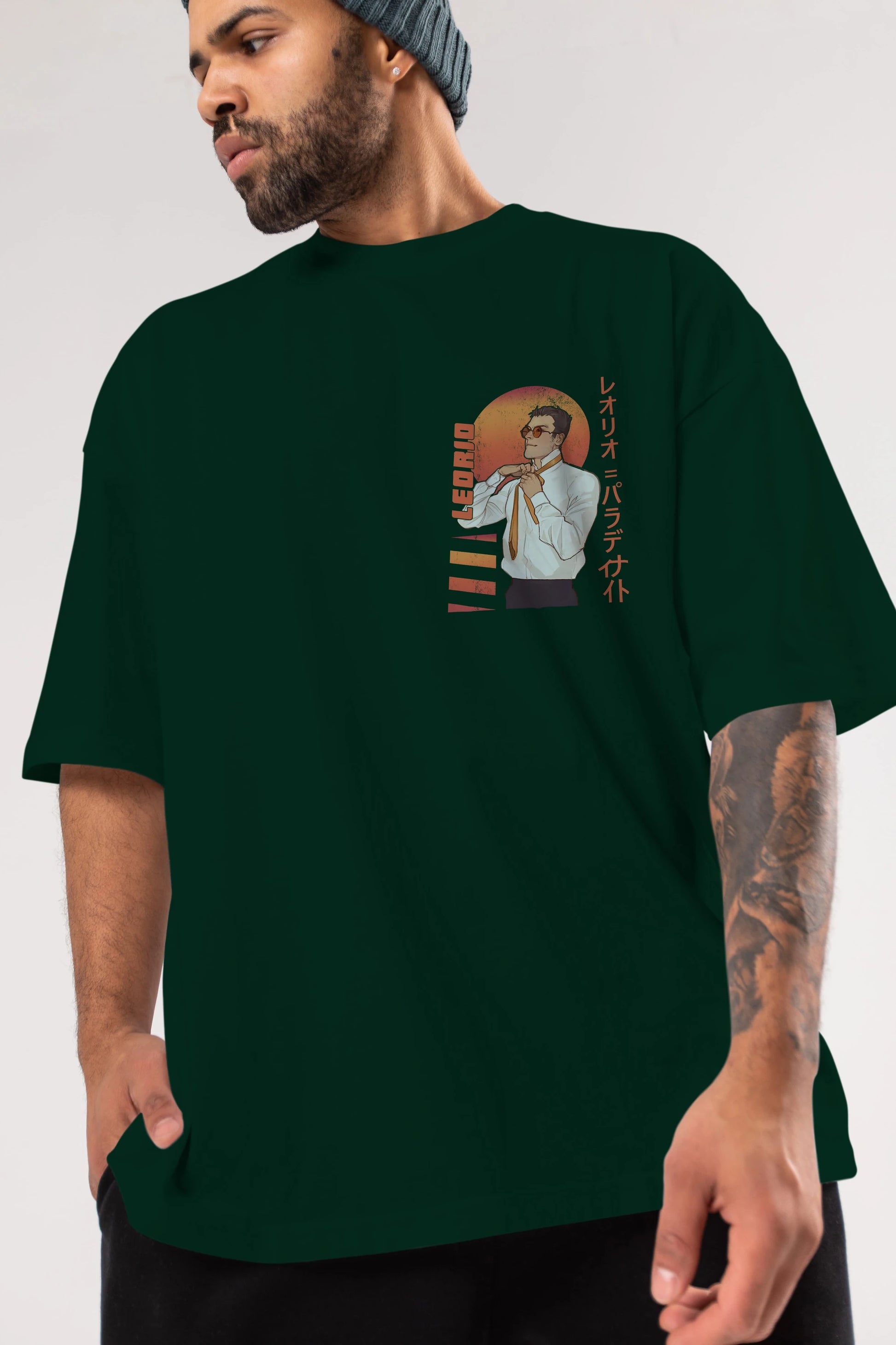 Leorio Paladiknight 5 (2) Ön Sol Baskılı Oversize t-shirt Erkek Kadın Unisex %100 Pamuk Bisiklet Yaka tişort