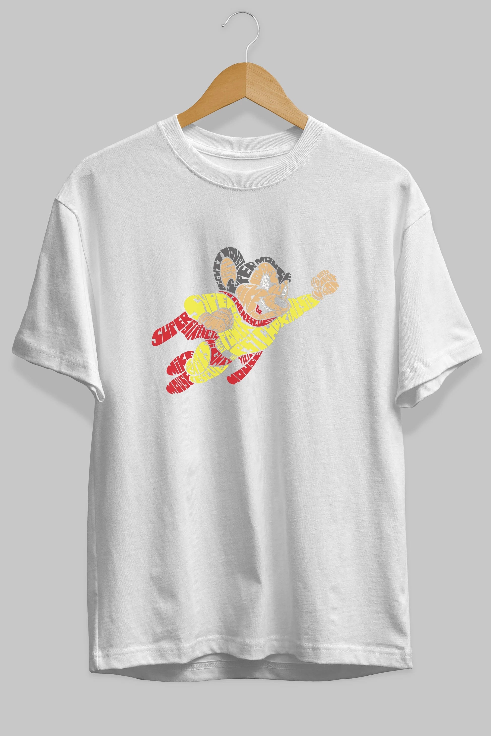 Mighty Mouse Ön Baskılı Oversize t-shirt %100 pamuk Erkek Kadın Unisex