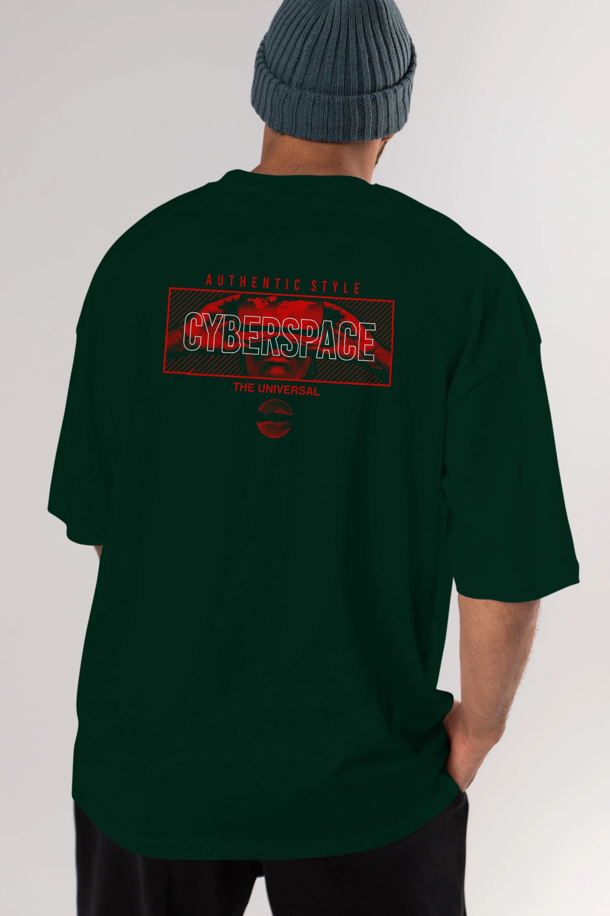Cyberspace Arka Baskılı Oversize t-shirt Erkek Kadın Unisex