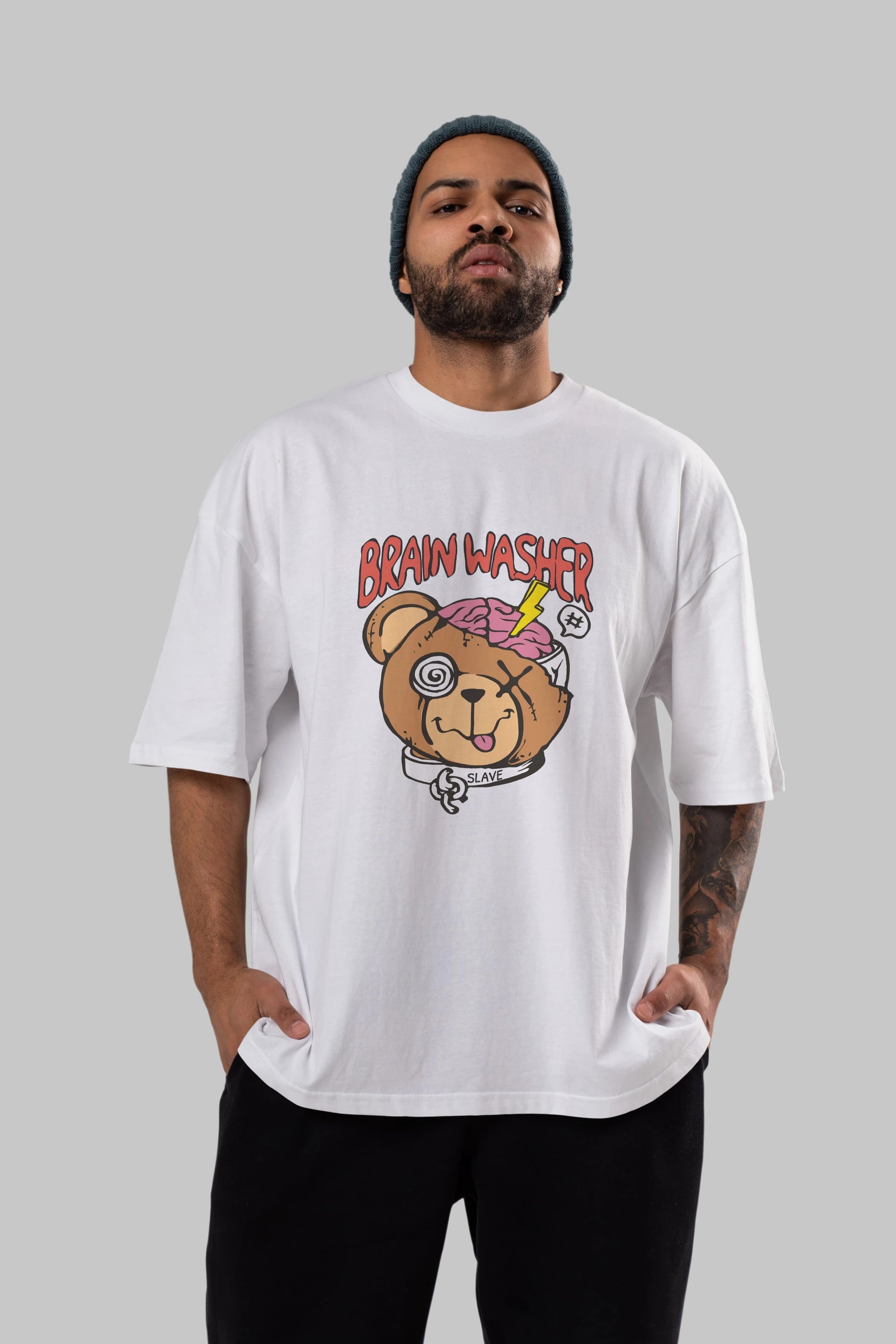 Brain Washer Ön Baskılı Oversize t-shirt Erkek Kadın Unisex