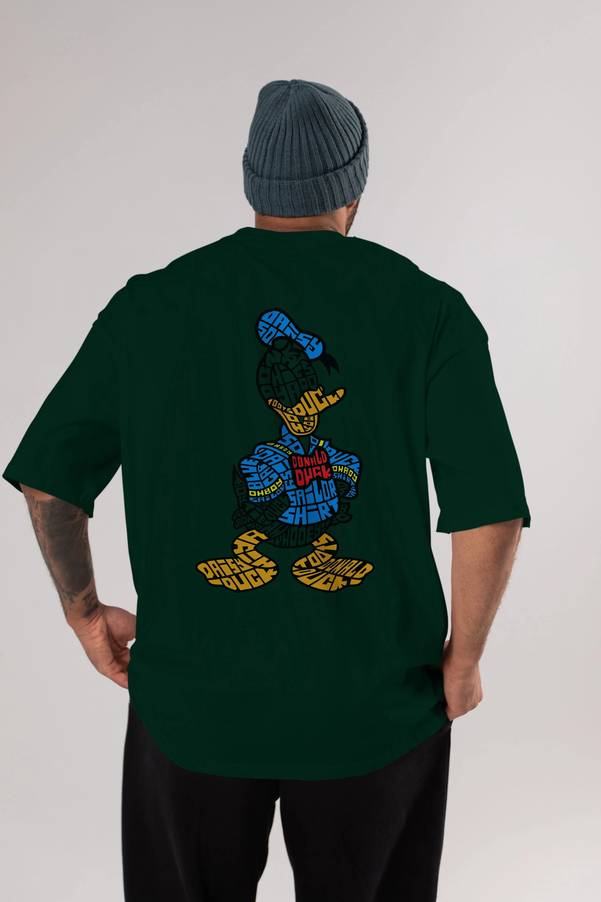 Donald Arka Baskılı Oversize t-shirt %100 pamuk Erkek Kadın Unisex