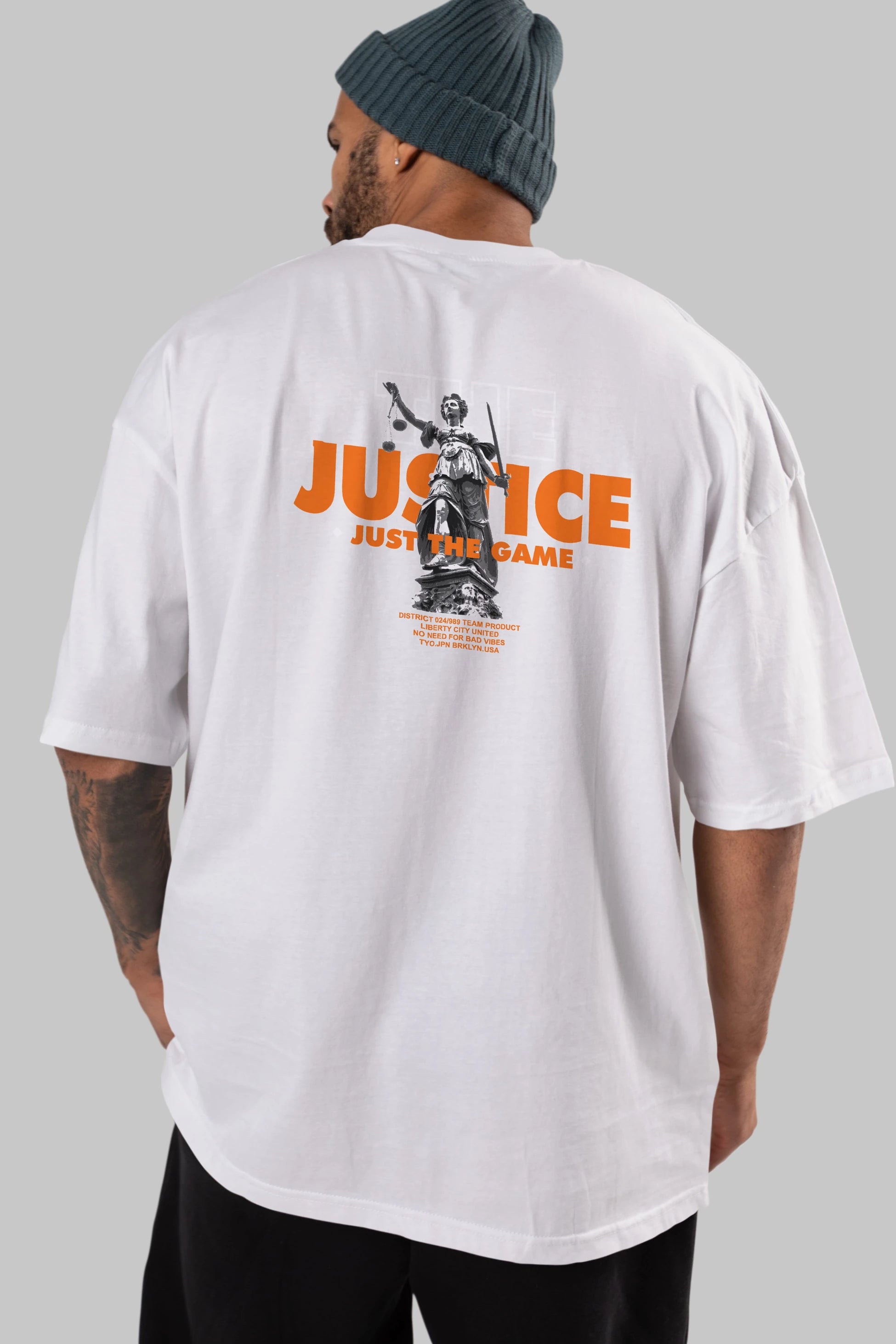 The Justice Arka Baskılı Oversize t-shirt Erkek Kadın Unisex