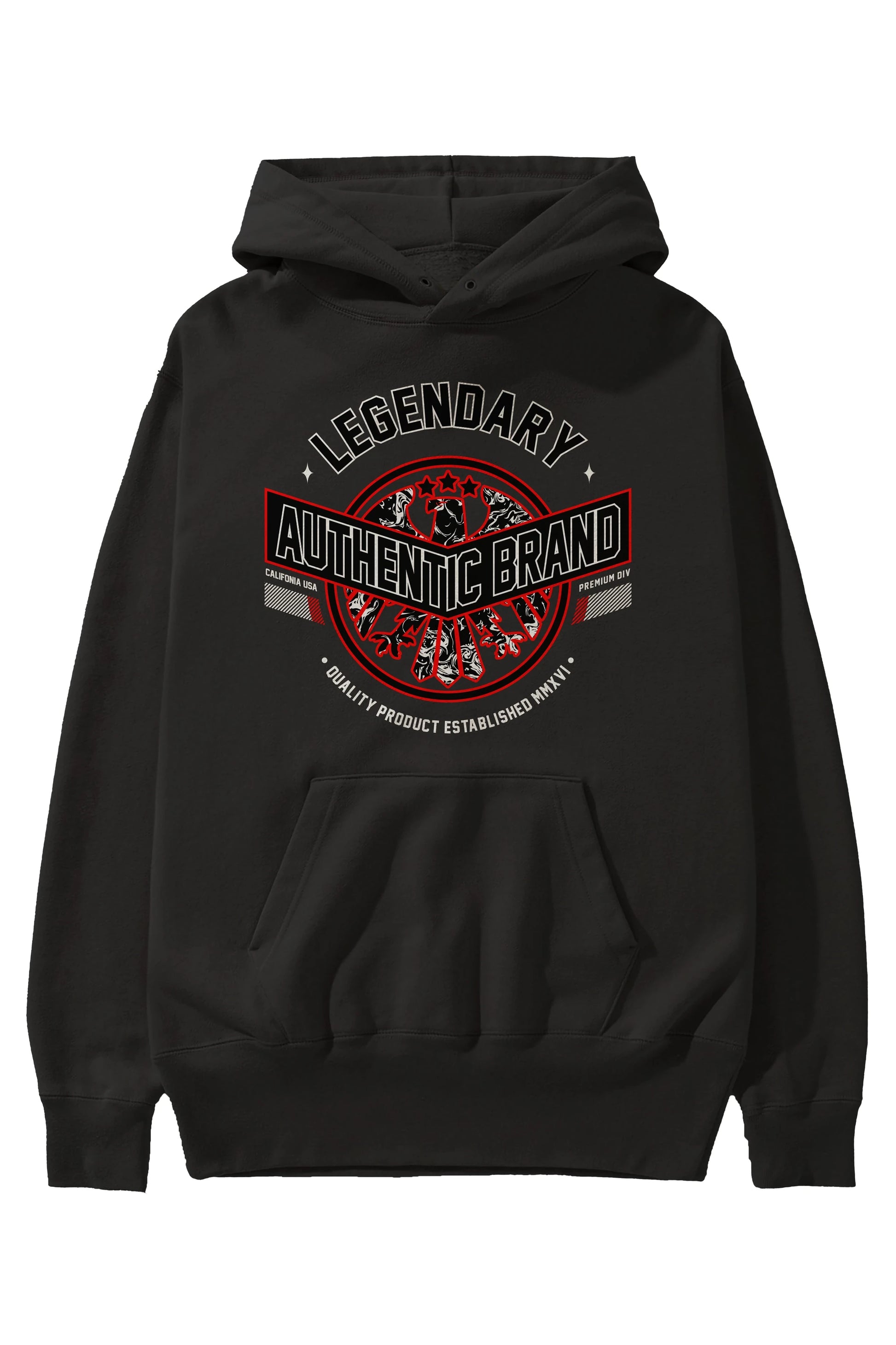 Legendary Brand Ön Baskılı Hoodie Oversize Kapüşonlu Sweatshirt Erkek Kadın Unisex