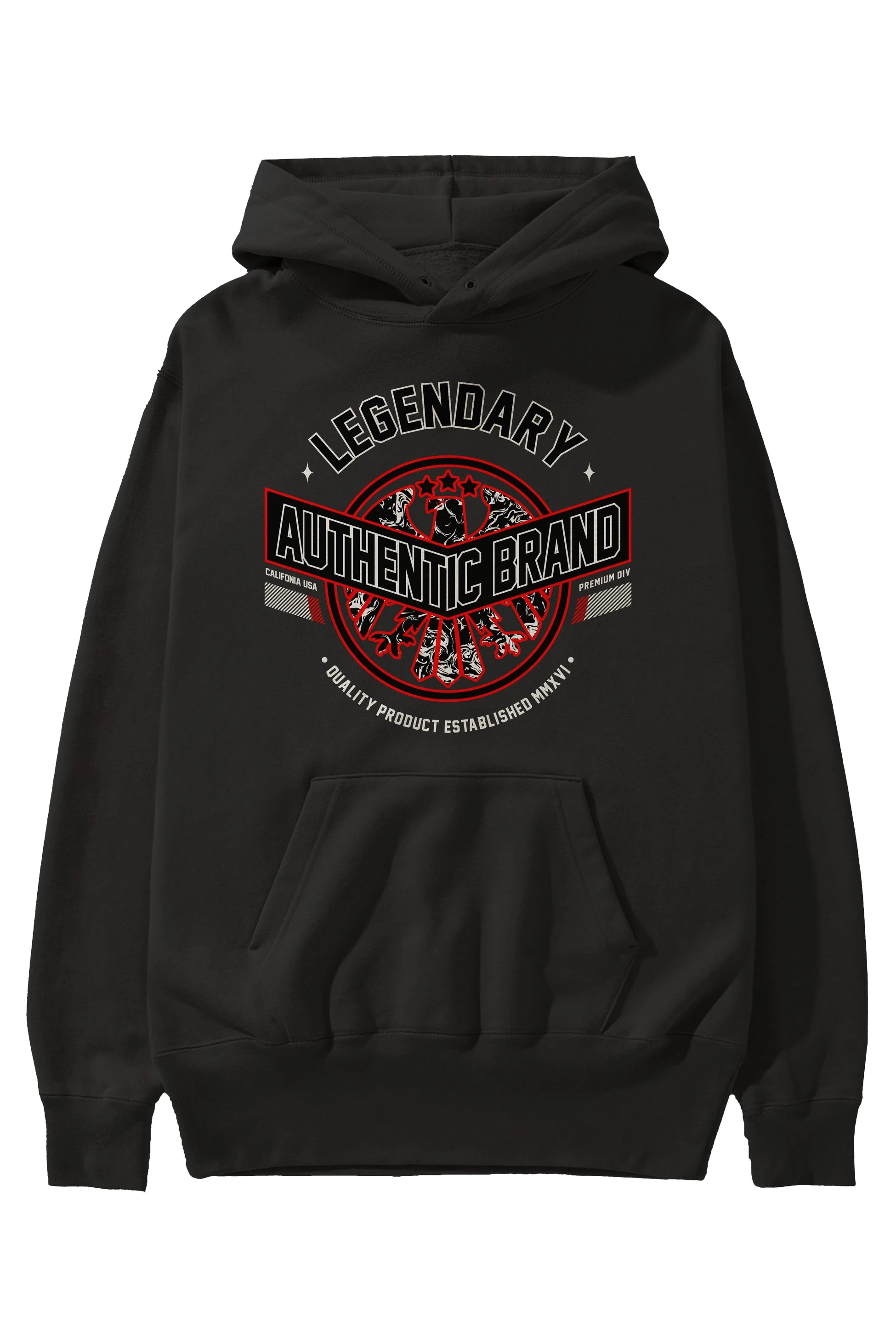 Legendary Brand Ön Baskılı Hoodie Oversize Kapüşonlu Sweatshirt Erkek Kadın Unisex