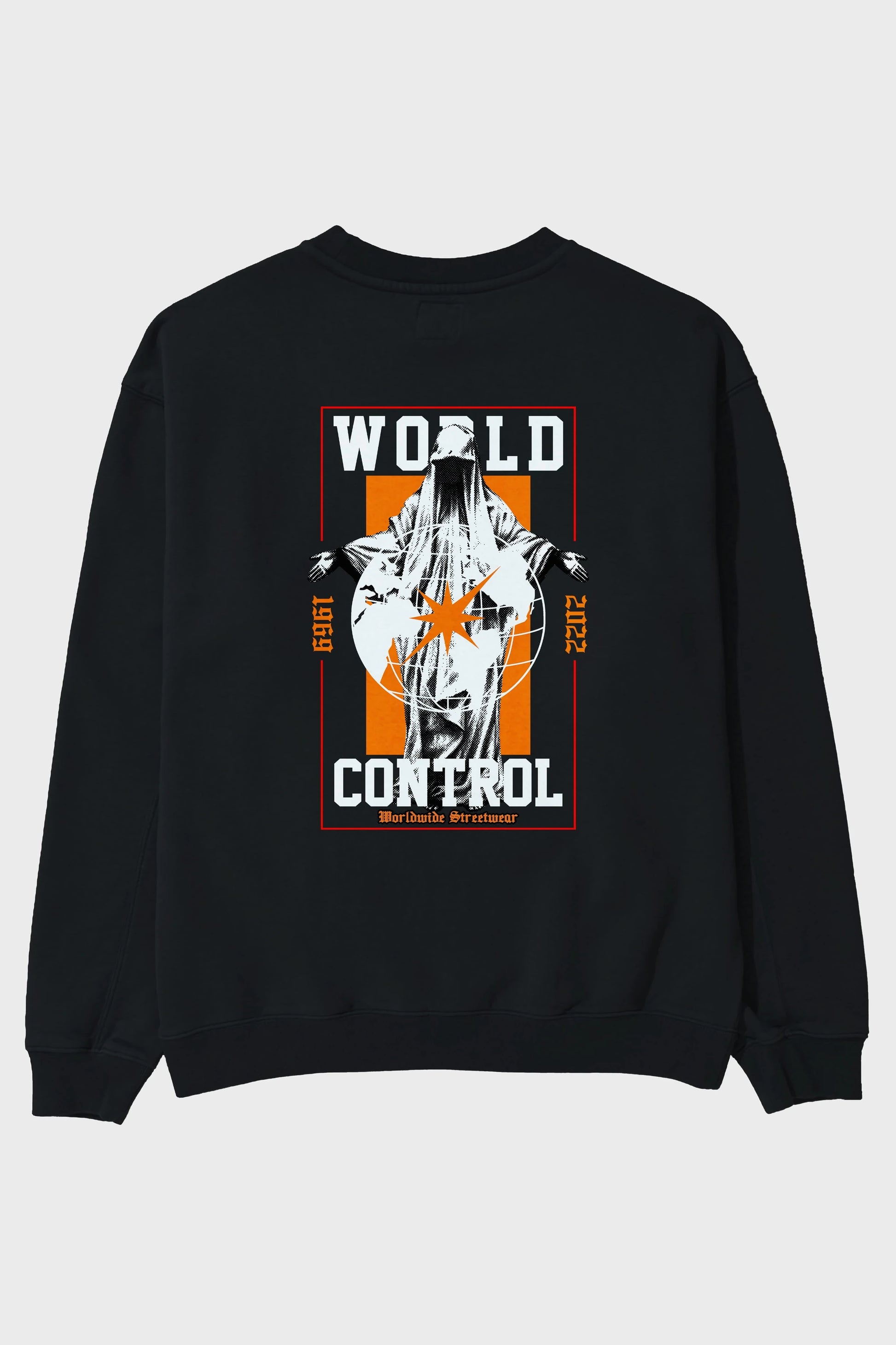 World Control Arka Baskılı Oversize Sweatshirt Erkek Kadın Unisex