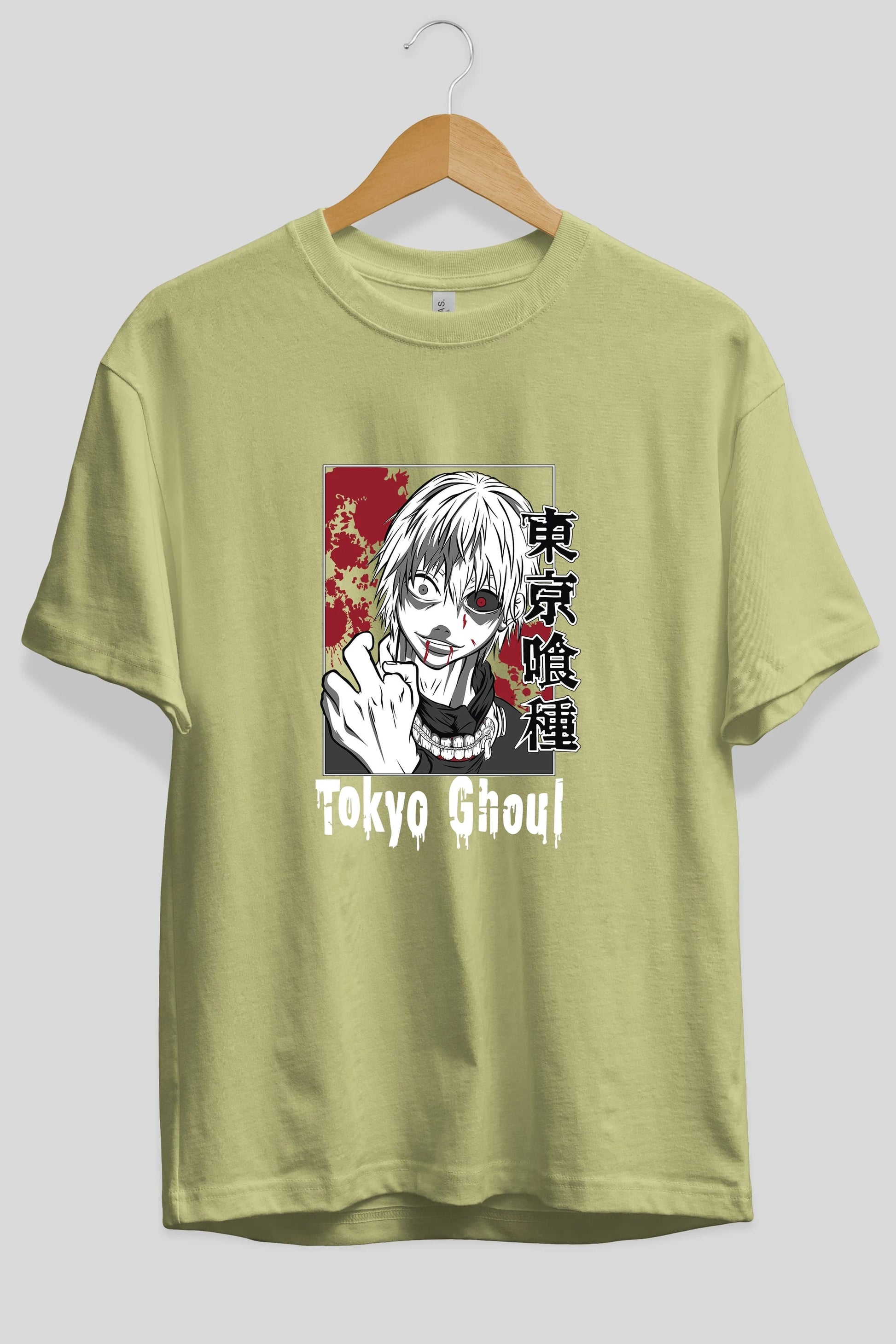 Kaneki Ken TOKYO GHOUL Anime Ön Baskılı Oversize t-shirt %100 pamuk Erkek Kadın Unisex