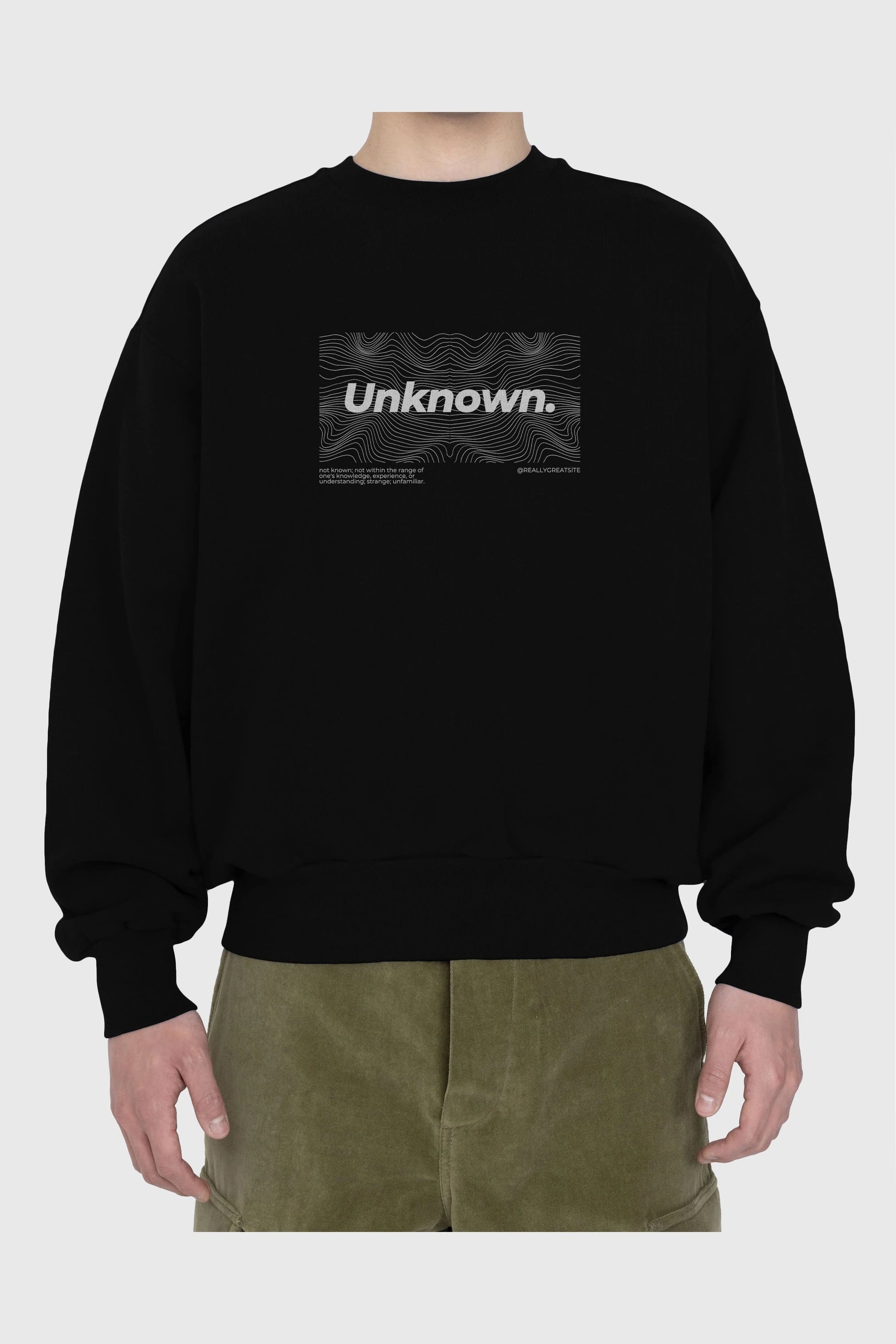 Unknown Yazılı Ön Baskılı Oversize Sweatshirt Erkek Kadın Unisex