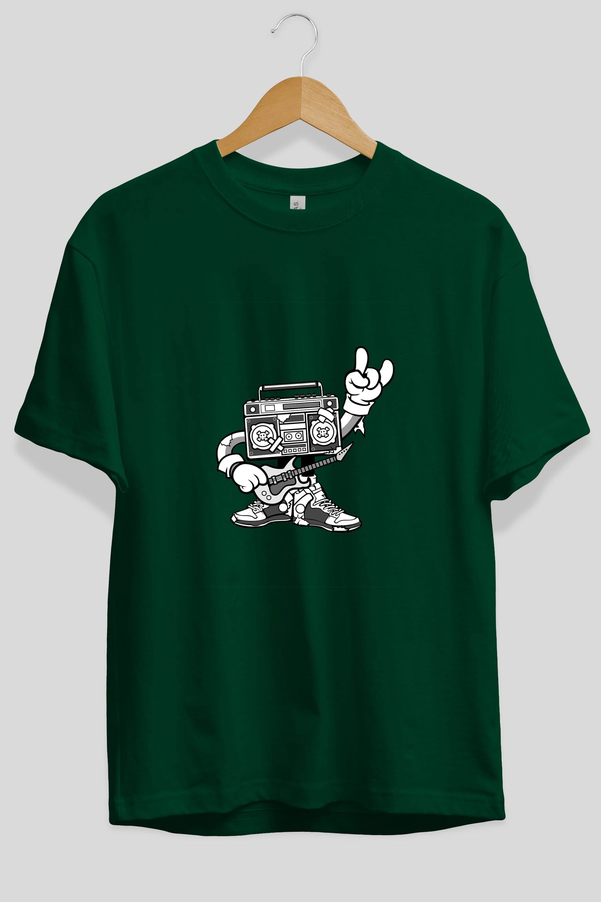 Boombox Rockstar Ön Baskılı Oversize t-shirt Erkek Kadın Unisex %100 Pamuk tişort
