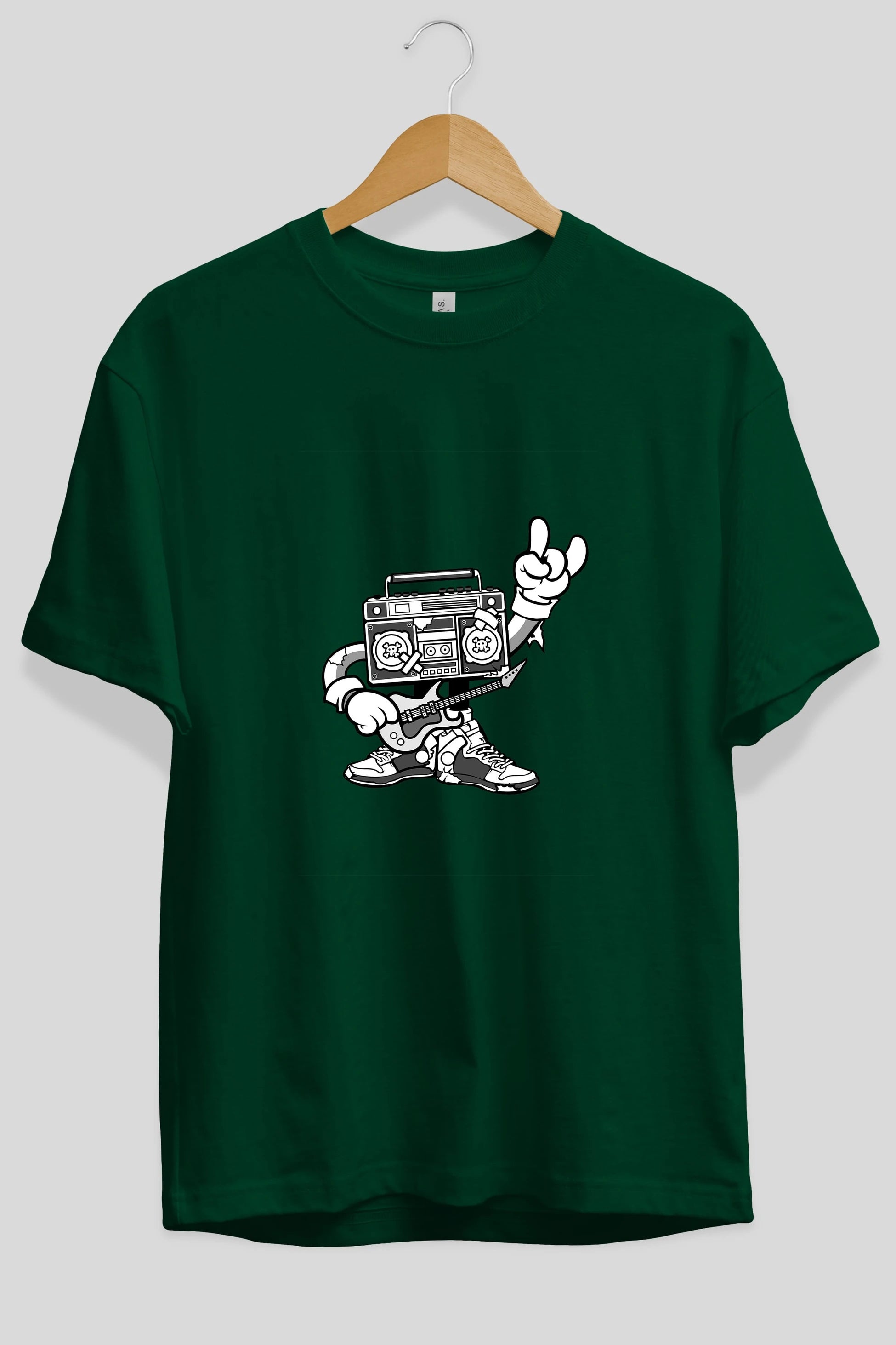 Boombox Rockstar Ön Baskılı Oversize t-shirt Erkek Kadın Unisex %100 Pamuk tişort