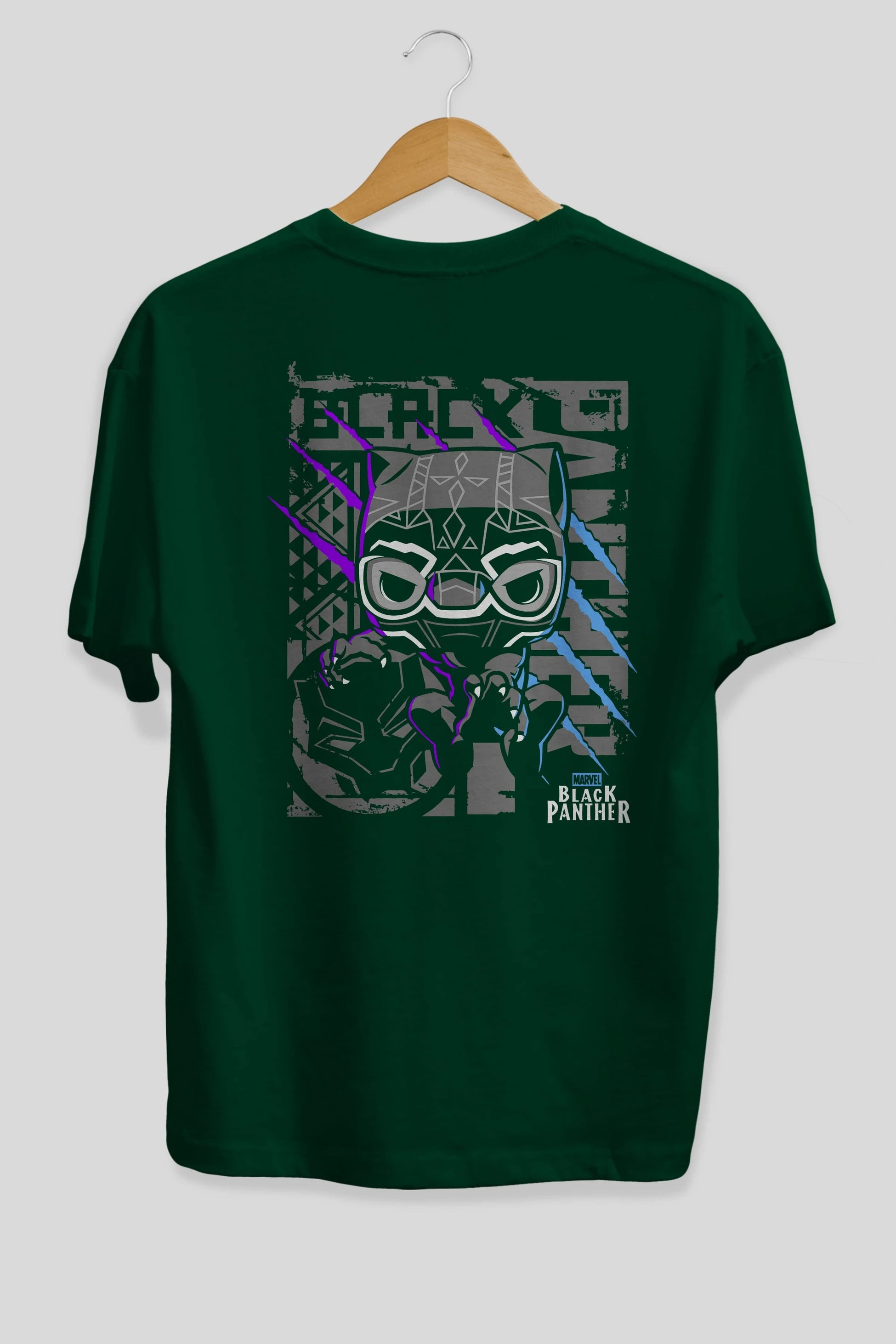 Black Panther Arka Baskılı Oversize t-shirt Erkek Kadın Unisex %100 Pamuk Bisiklet Yaka tişort