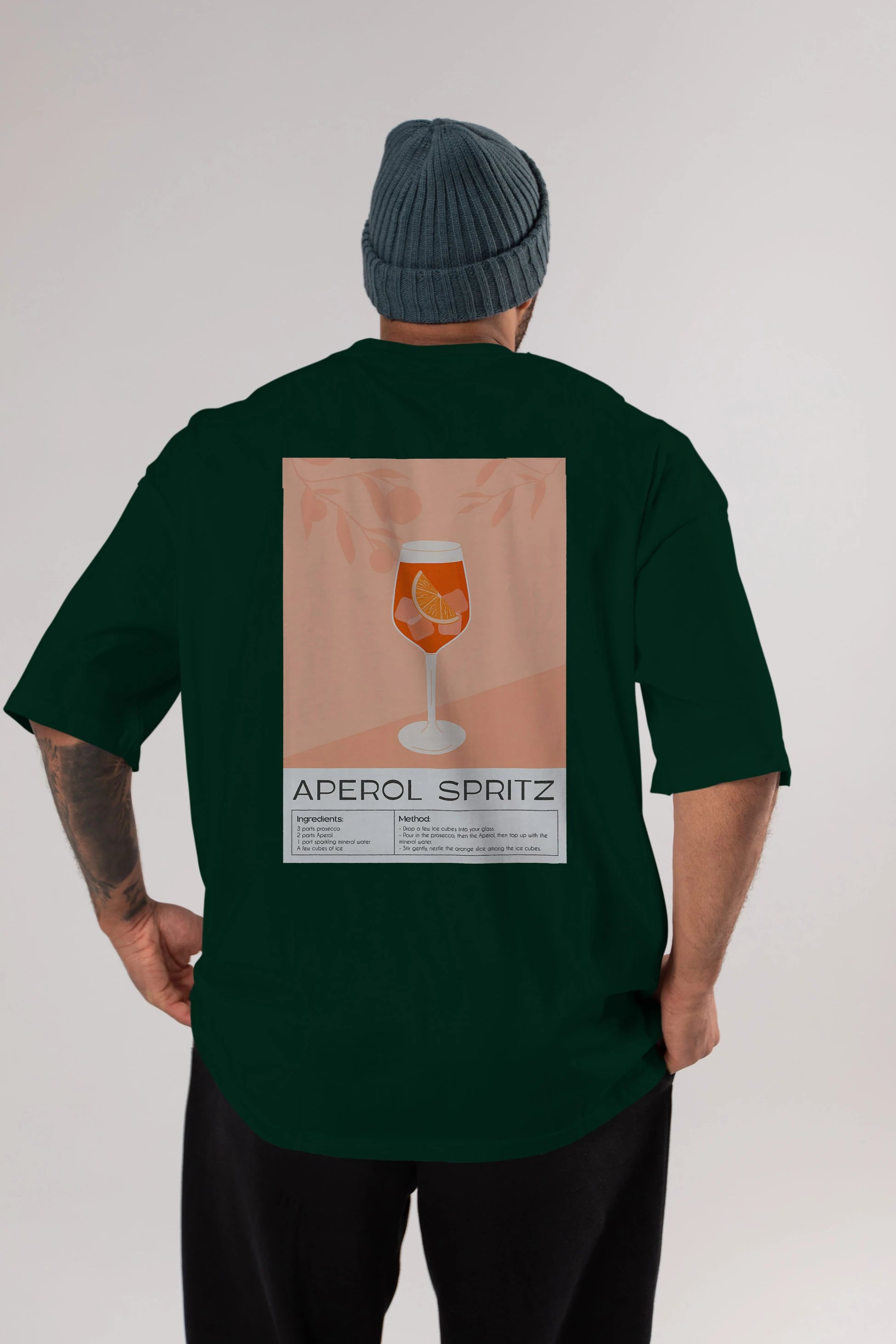 Aperol Spritz 7 Arka Baskılı Oversize t-shirt Erkek Kadın Unisex %100 Pamuk Bisiklet Yaka tişort