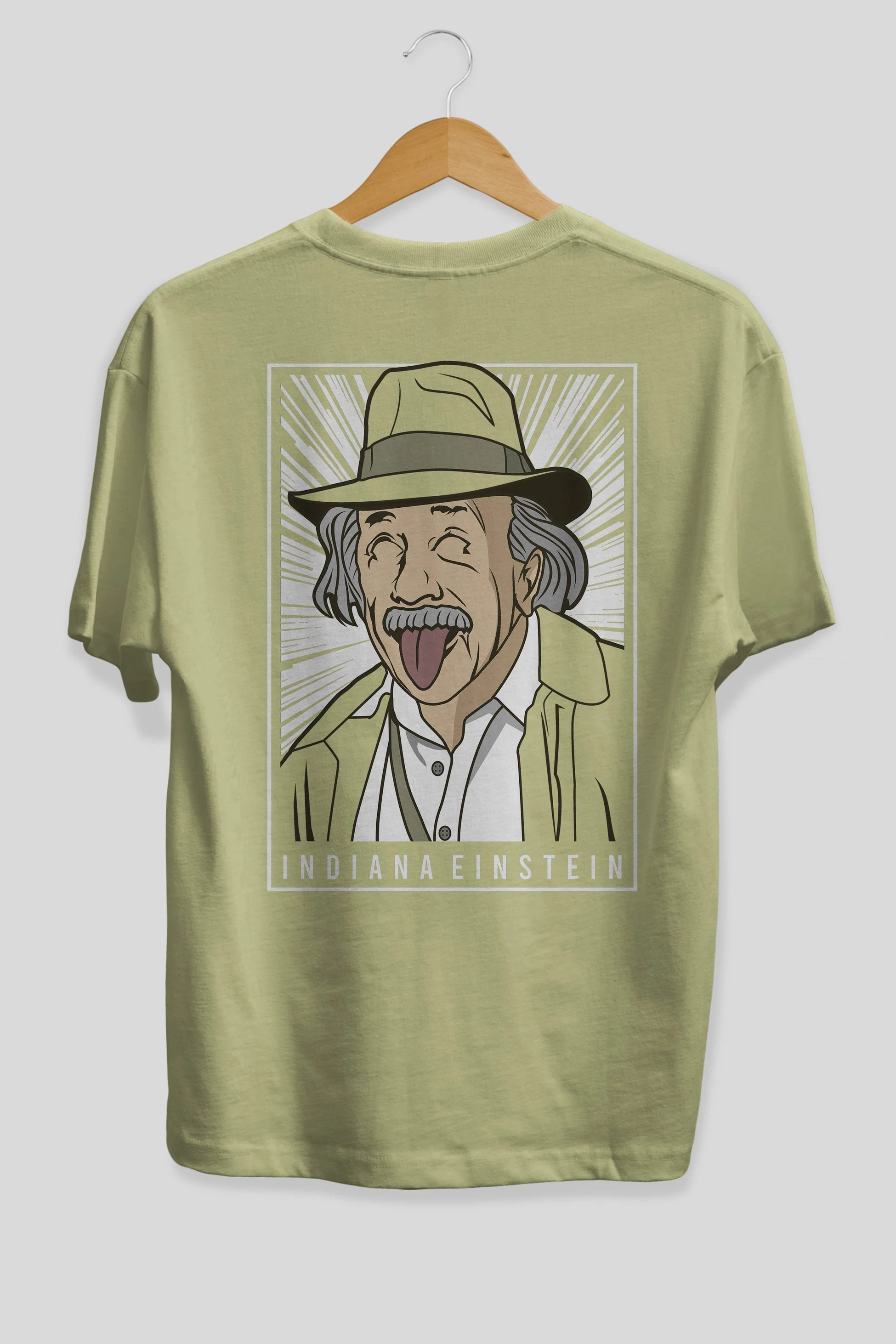 Indiana Jones Einstein Arka Baskılı Oversize t-shirt Erkek Kadın Unisex %100 Pamuk tişort