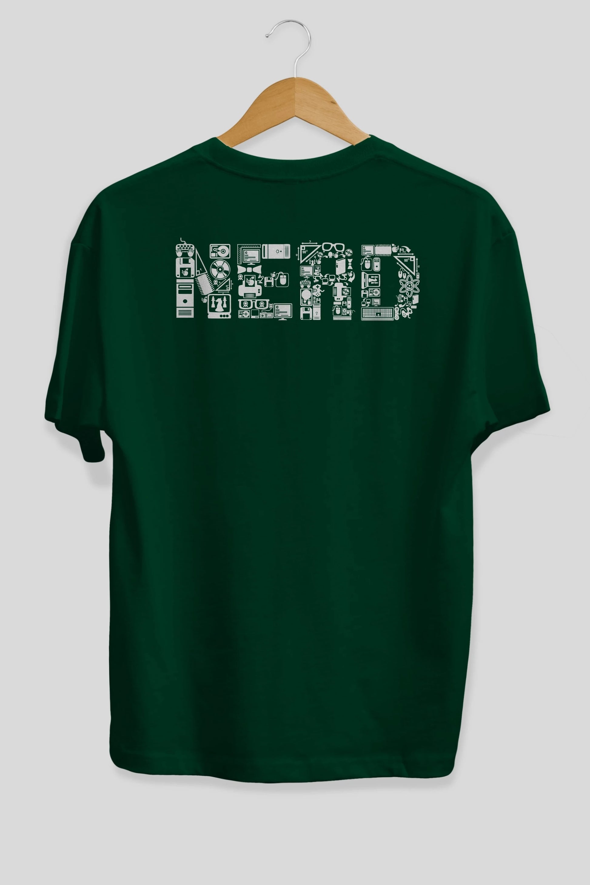 NERD Arka Baskılı Oversize t-shirt %100 pamuk Erkek Kadın Unisex