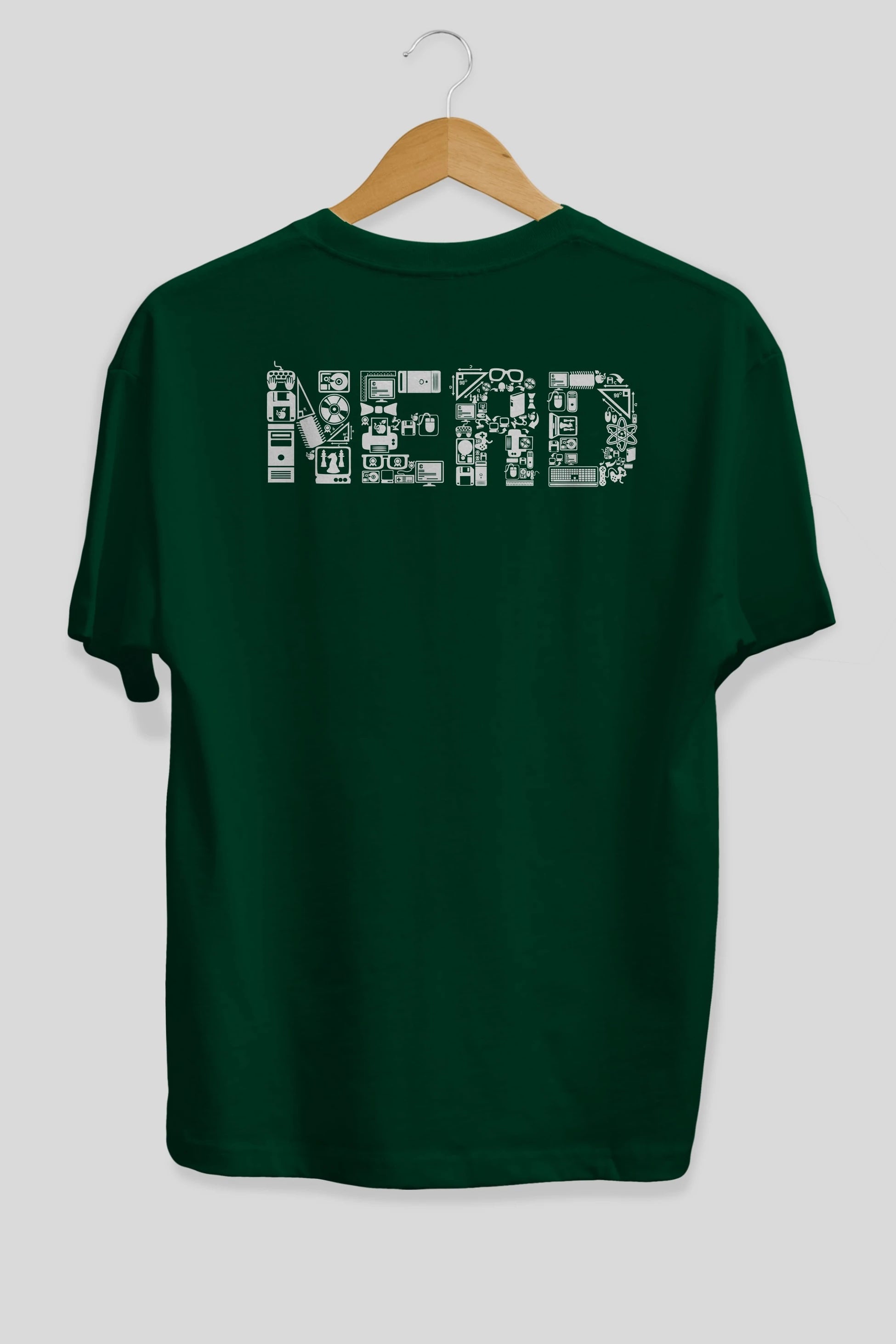 NERD Arka Baskılı Oversize t-shirt %100 pamuk Erkek Kadın Unisex