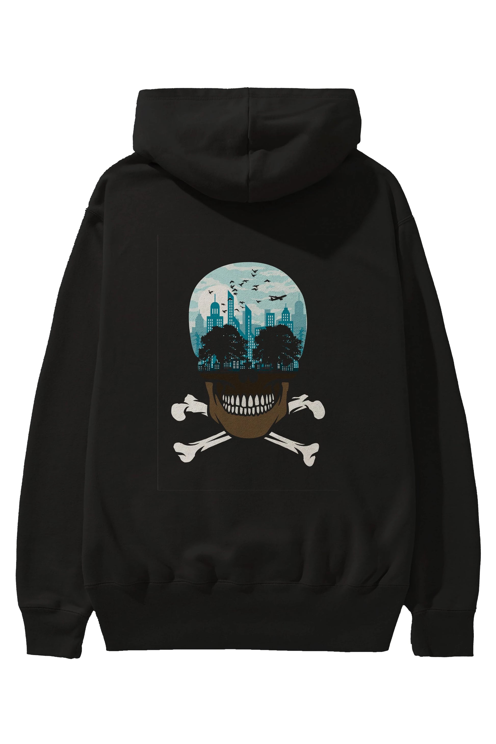 Death City Arka Baskılı Hoodie Oversize Kapüşonlu Sweatshirt Erkek Kadın Unisex