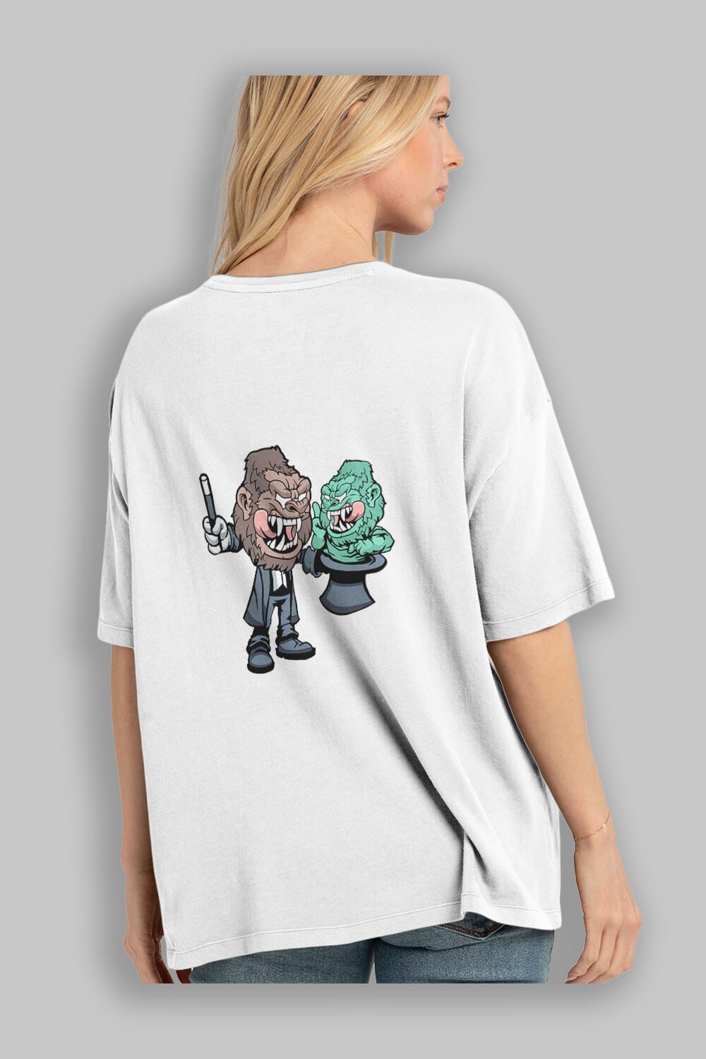 Gorilla Magician Arka Baskılı Oversize t-shirt Erkek Kadın Unisex %100 Pamuk tişort