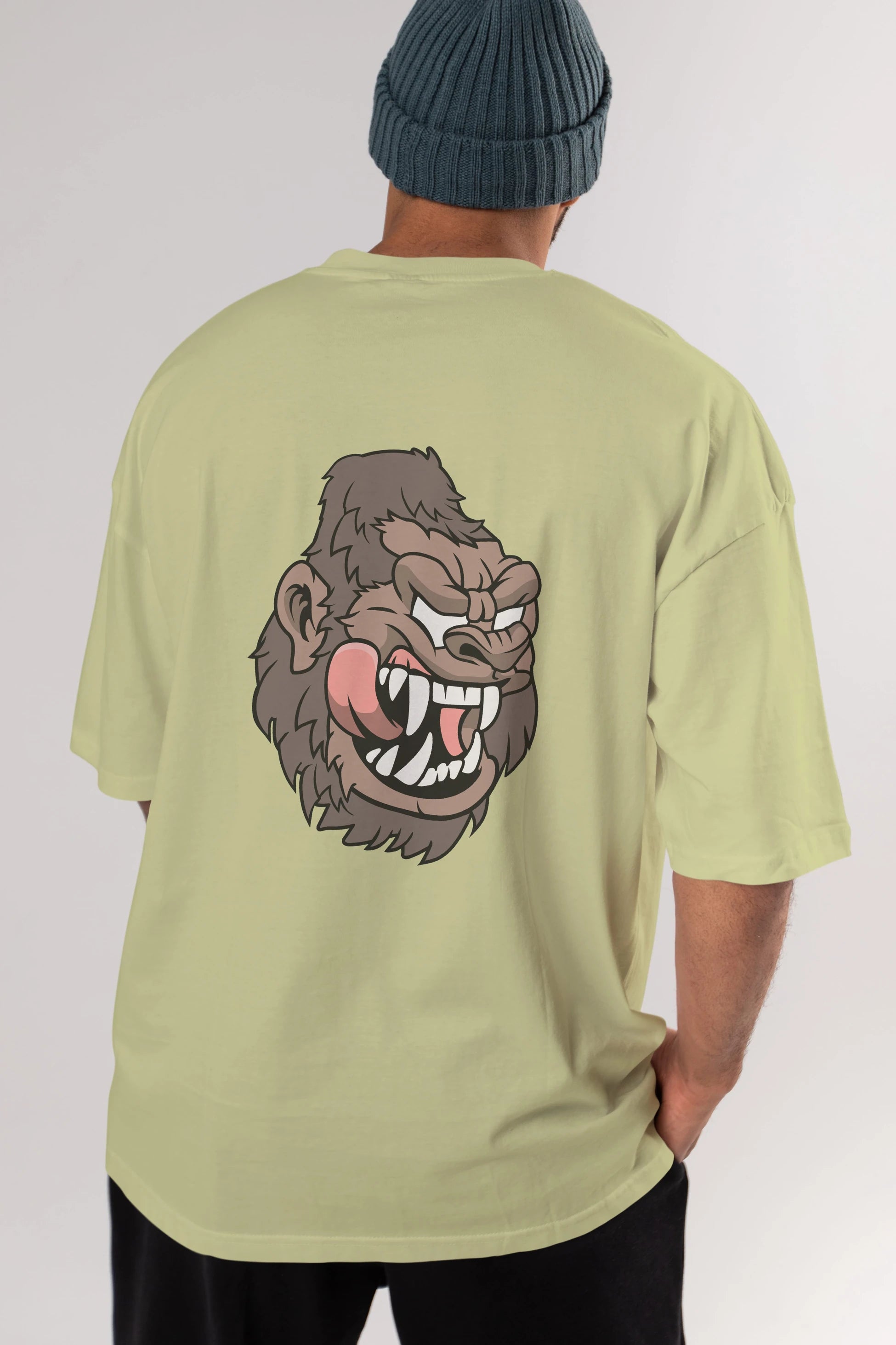 Big Gorilla Arka Baskılı Oversize t-shirt Erkek Kadın Unisex %100 Pamuk tişort